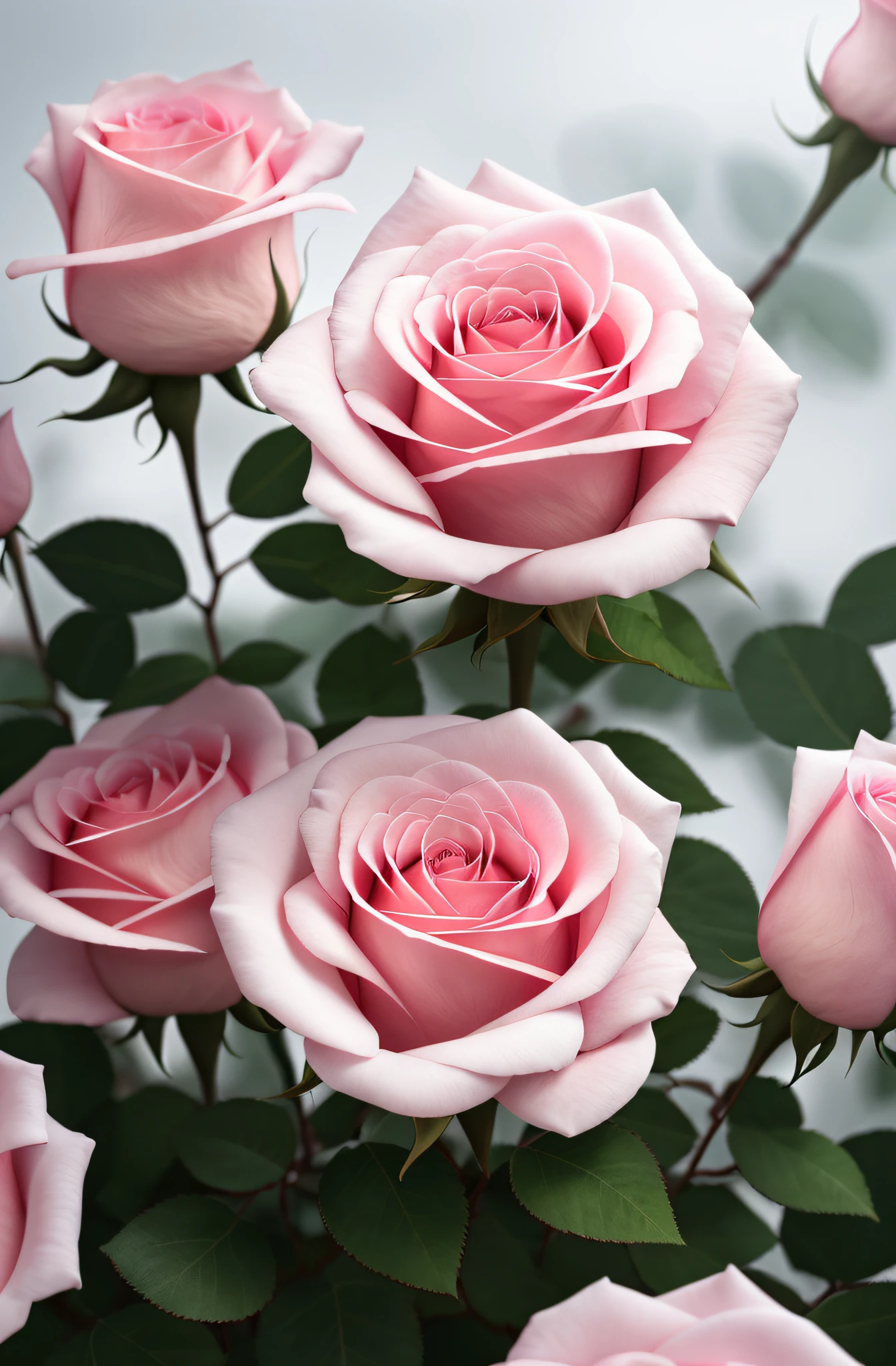 There are pink roses in the snow on the trees, roses in cinematic light, rosette, Incredibly beautiful, Incredibly realistic, Rose, alexey egorov, Ross Tran 8 K, marc adamus, pastel roses, Beautiful nature, 8K)), Beautiful flowers, fotorrealista altamente detalhado, author:Igor Grappa, realistic pictures, 🌺 CGSesociety, john park