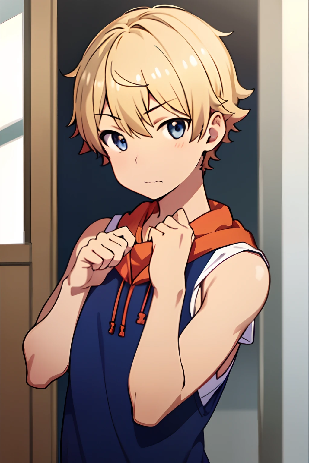 masterpiece, best quality, high quality, 1boy, solo, male focus, looking at viewer, upper body, subaru_uchimaki, blonde hair, blue eyes,