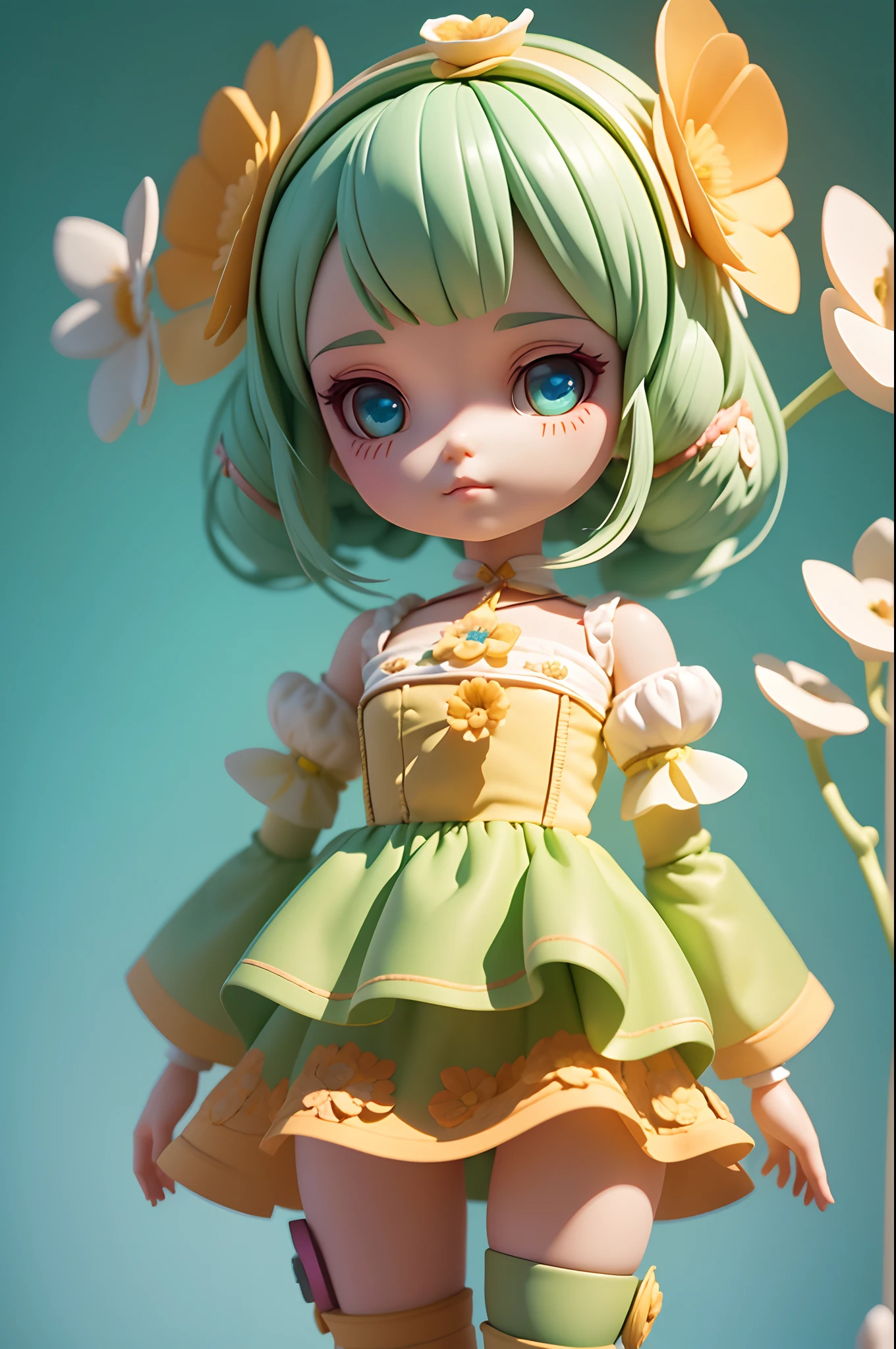 3.5m fiberglass sculpture,rendering,cartoon doll image,Full view,Inflatable flower decoration,There is a romantic atmosphere,Suitable for commercial exhibition display