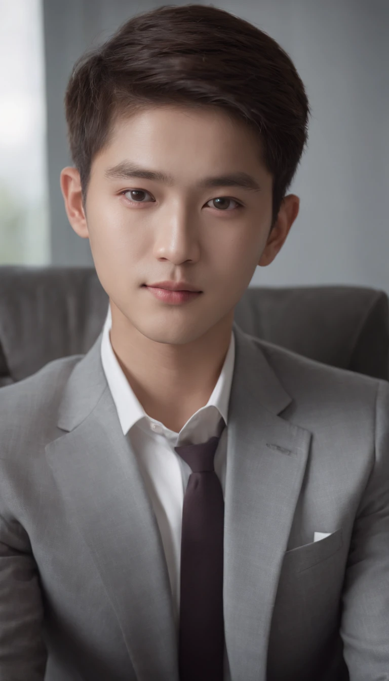 Libido boy，20yr old，high qulity，8K，morden style，Business suit，tiese，mouth mask，ssmile，Xiao Zhan