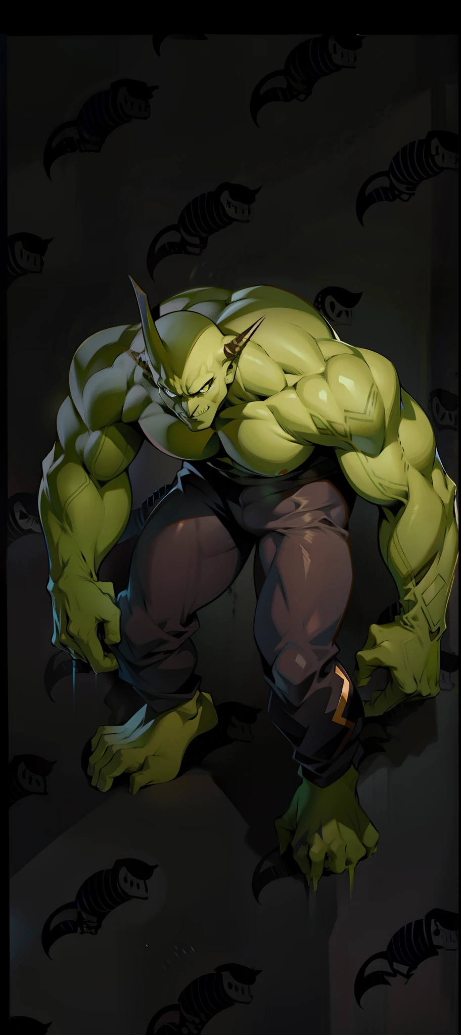 shrek as 1boy, very fat, (massive green phallus shaped underwear:1.6) (spilling milk), gym background, strong, very tall, under view, one smooth armpit, close-up,