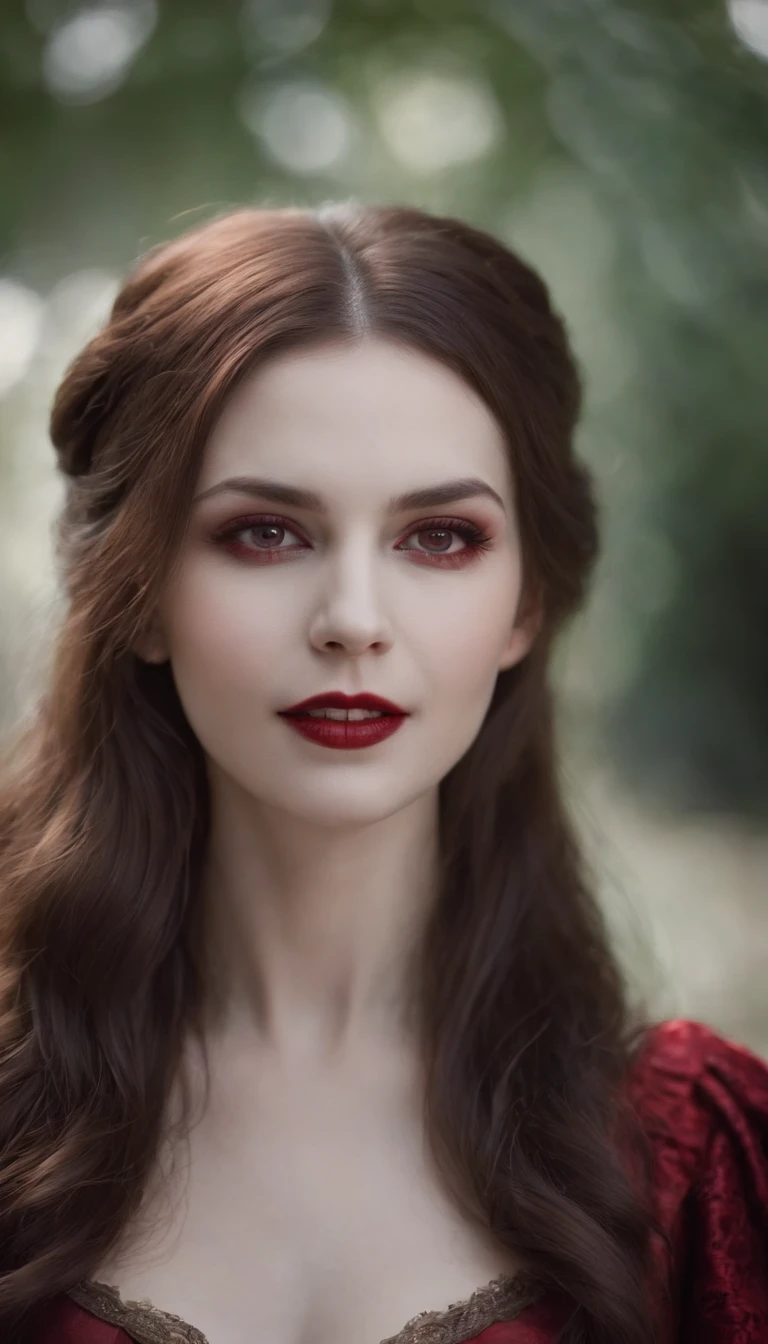 Count Vampire，Miserable white skin，red luminous eyes，Vampire fangs，horror face，smilling face
