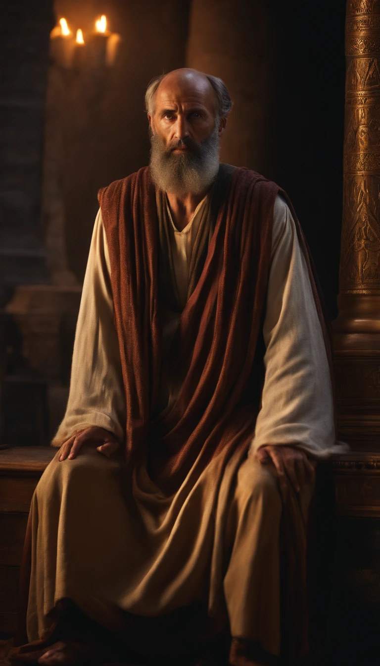 The apostle Paul looked at the screen, Long clothes, religion, Ultra photo realsisim