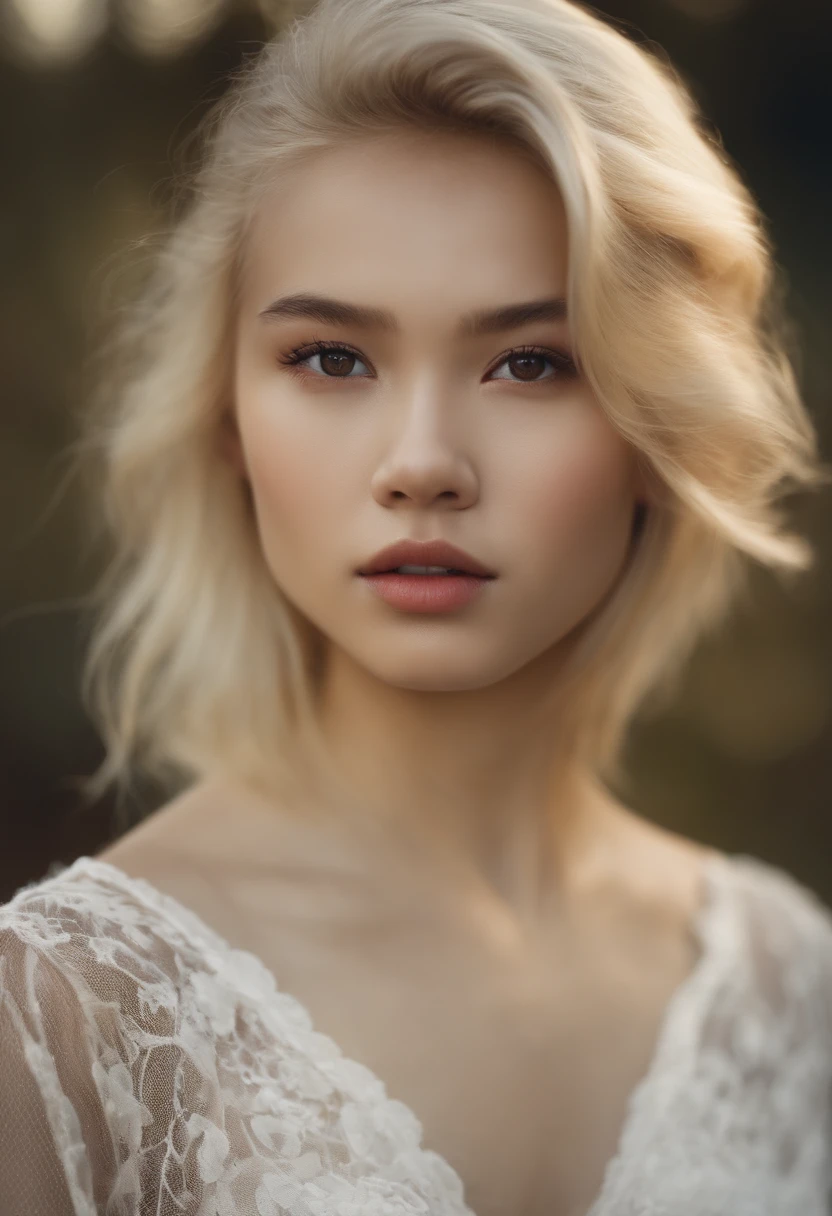 Tall, blonde, ager, black eyes, white skin, Asian