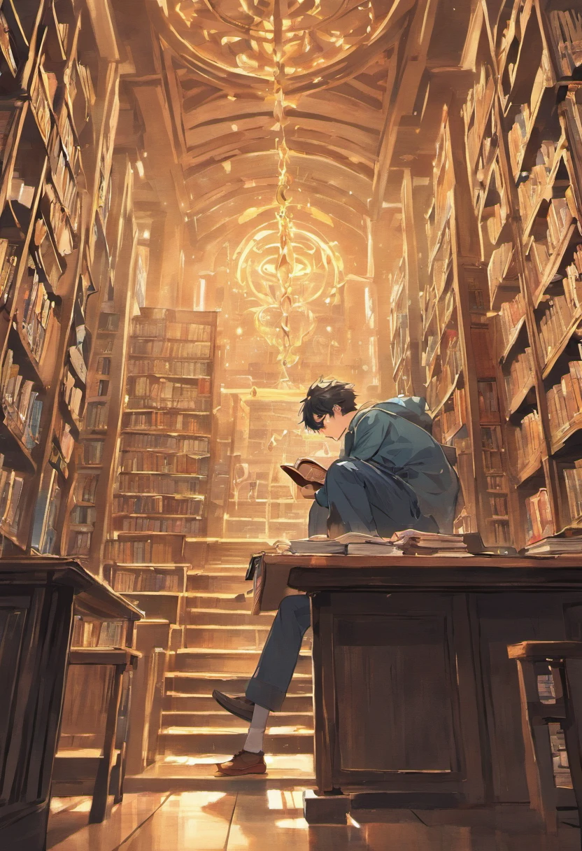 Man studying in the library