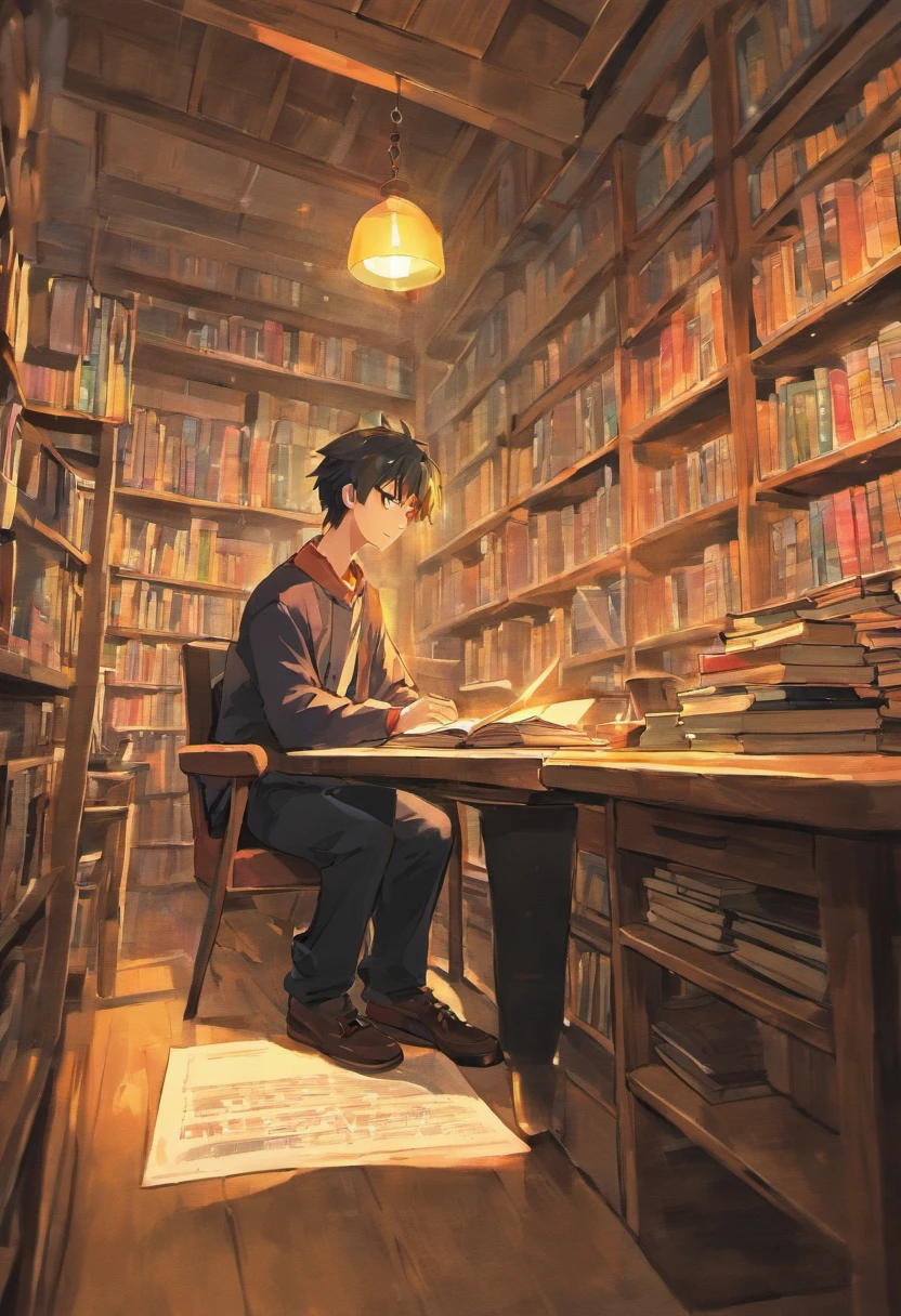 Man studying in the library