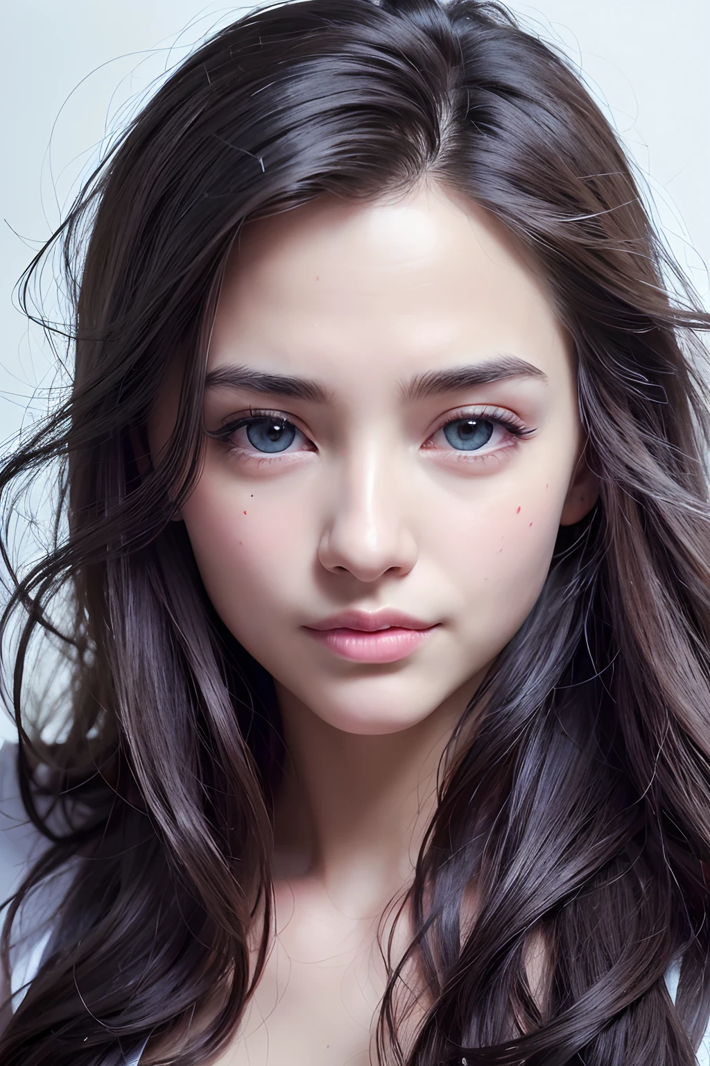(realistic, photo-realistic:1.37),(8k, RAW photo, best quality, masterpiece:1.2), cute, ultra-detailed,heart-shaped pupils,physically-based rendering, ultra high res, kodakvision color, shot on Arricam LT Camera, bokeh, sharp focus,
looking at viewer,photorealistic,realistic, solo, photorealistic, best quality,extremely detailed face,extremely detailed eyes and face, beautiful detailed eyes,absurdres, incredibly absurdres,haunting smile,Messy hair, floating hair, ,