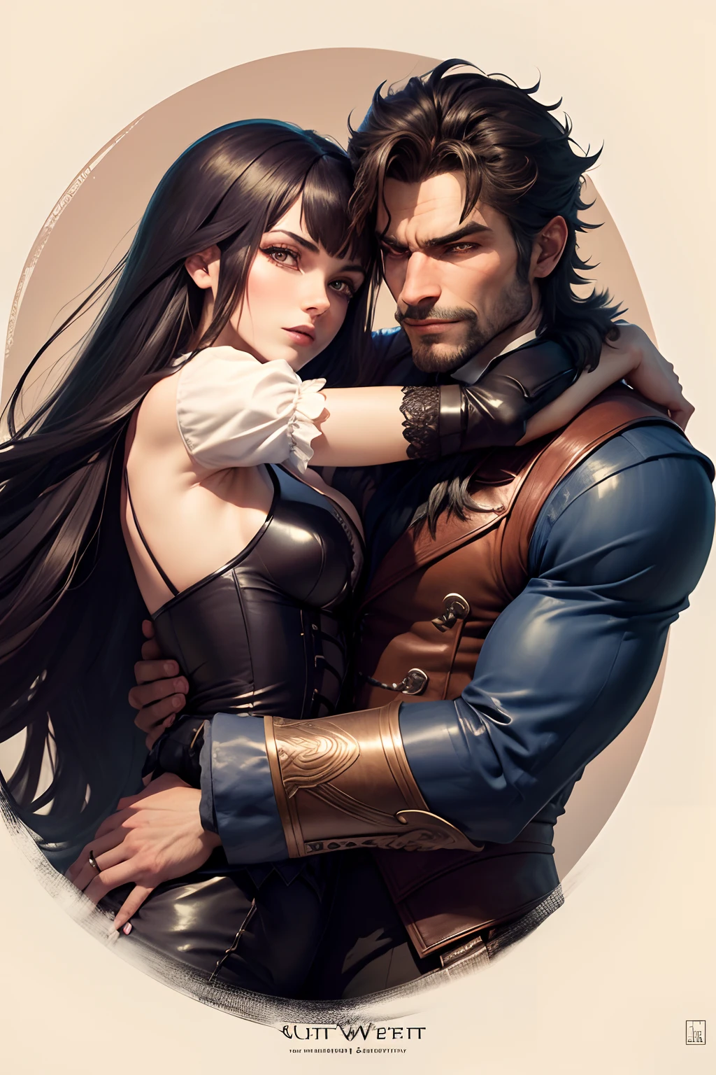 Meisterwerk, best qulaity, Werewolf and woman, cuddle