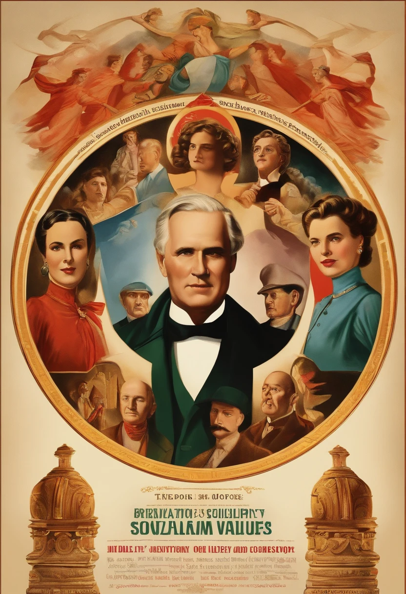 Draw a picture to carry forward the core values of socialism,Poster of the Twenty Great Spirits
