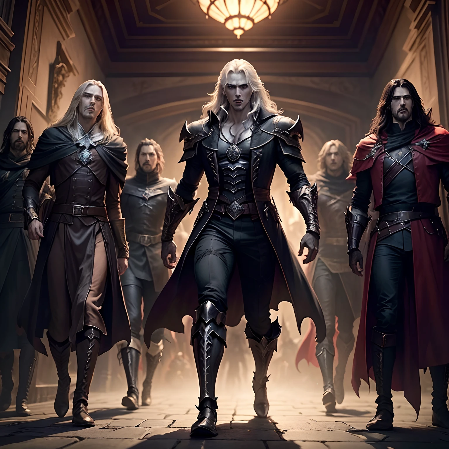 Castlevania Lord of the shadows the Devil himself leading troops army of devils and demons Very scary Legendary démons going from hell atmosphère hyper realistic super detailed faces correct body Anatomy correct proportions correct poses sharp détails cinématique scènes movie Epic Legendary