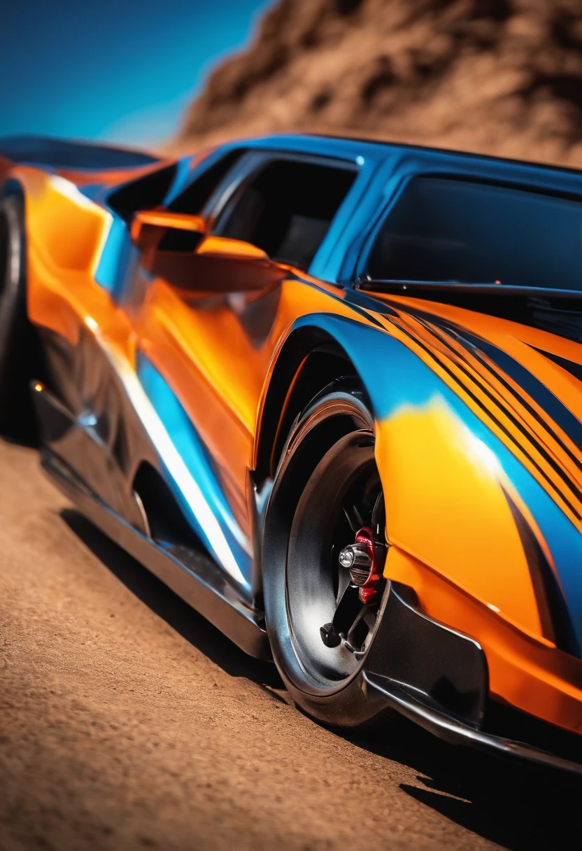 Hot wheels car, buring tires, amazing cinematic, epic