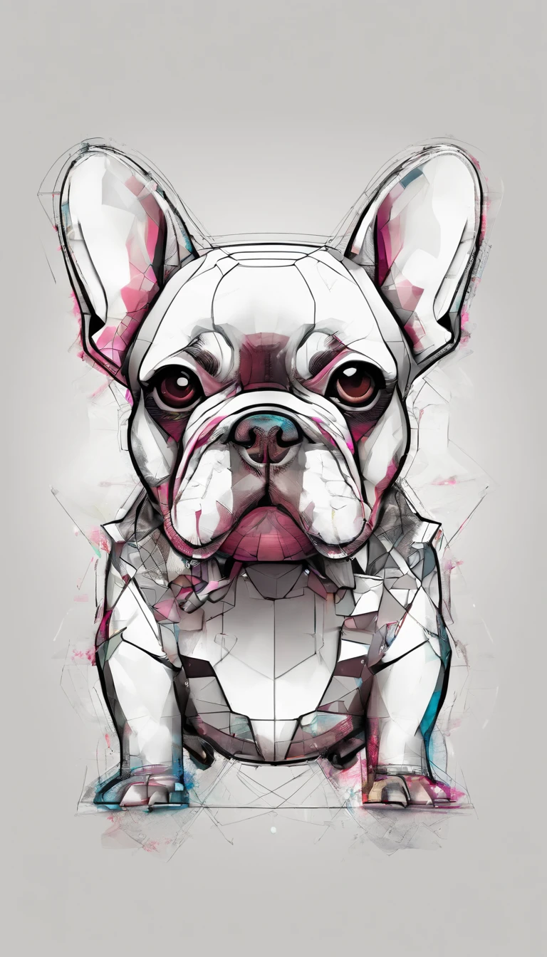 (French Bulldog ),(Best posture),(best angle), (Better representation), Eduardo Cobra Acoljo Amento ,Multidimensional geometric wall portrait, Artistically, tchibi,yang08k, big breasts beautiful, Coloring,