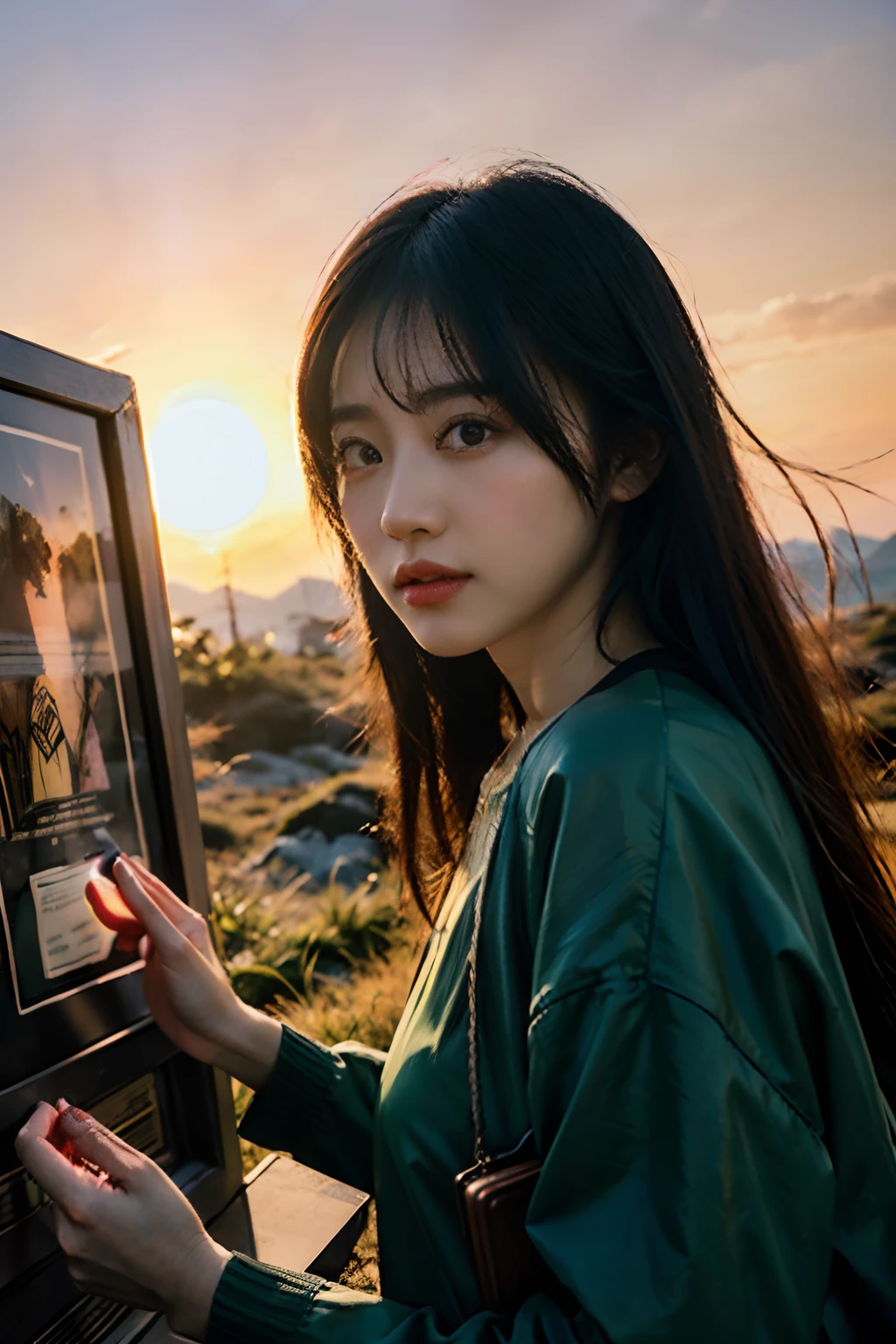 best quality,masterpiece,1girl of a Imaginative Macanese Female Page,Crude hair,background is Unique The Tablets of Stone,at Sunrise,Cel shaded,anaglyph effect,ultra high res,Extremely Detailed Official Unity 8K Wallpapers,ultra high res,ultra high quality,