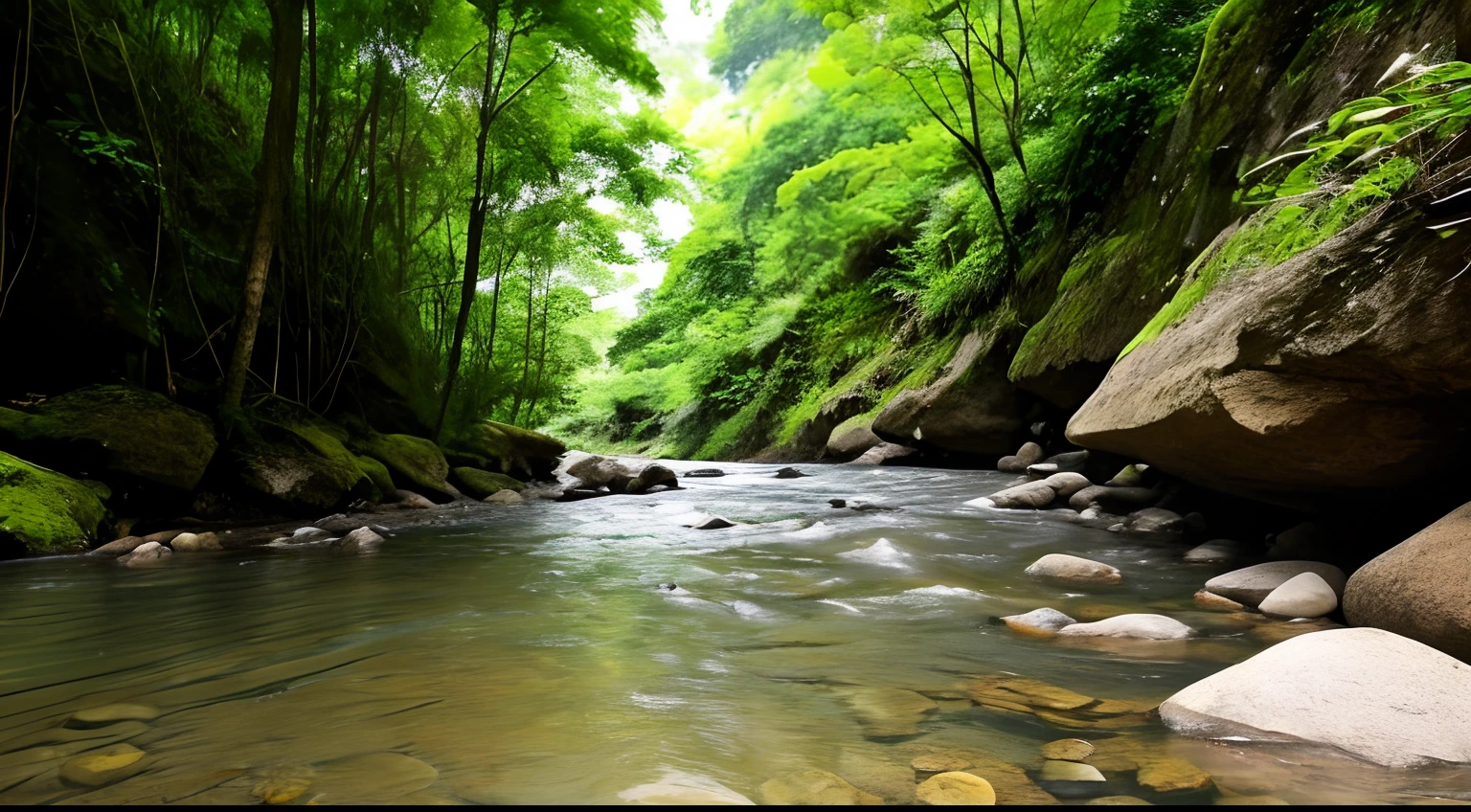 mountain road、The murmur of the creek、Beautiful river、Small river、crystal-clear water、clear water