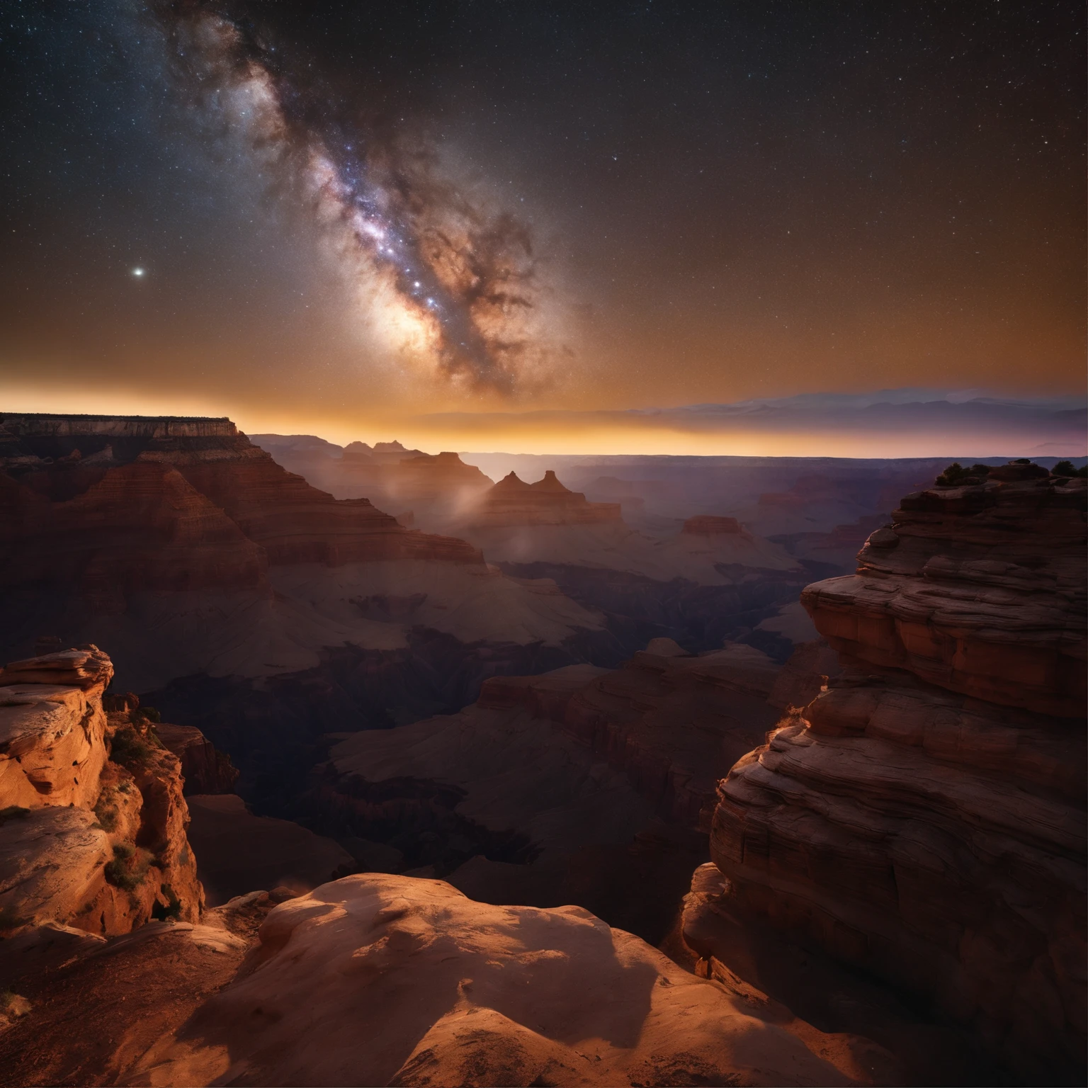 Master Parts、Superior Quality、superior image quality、The 8k quality、Beautiful pictures of the starry sky、magnifica、Arched Milky Way:1.9、Grand Canyon