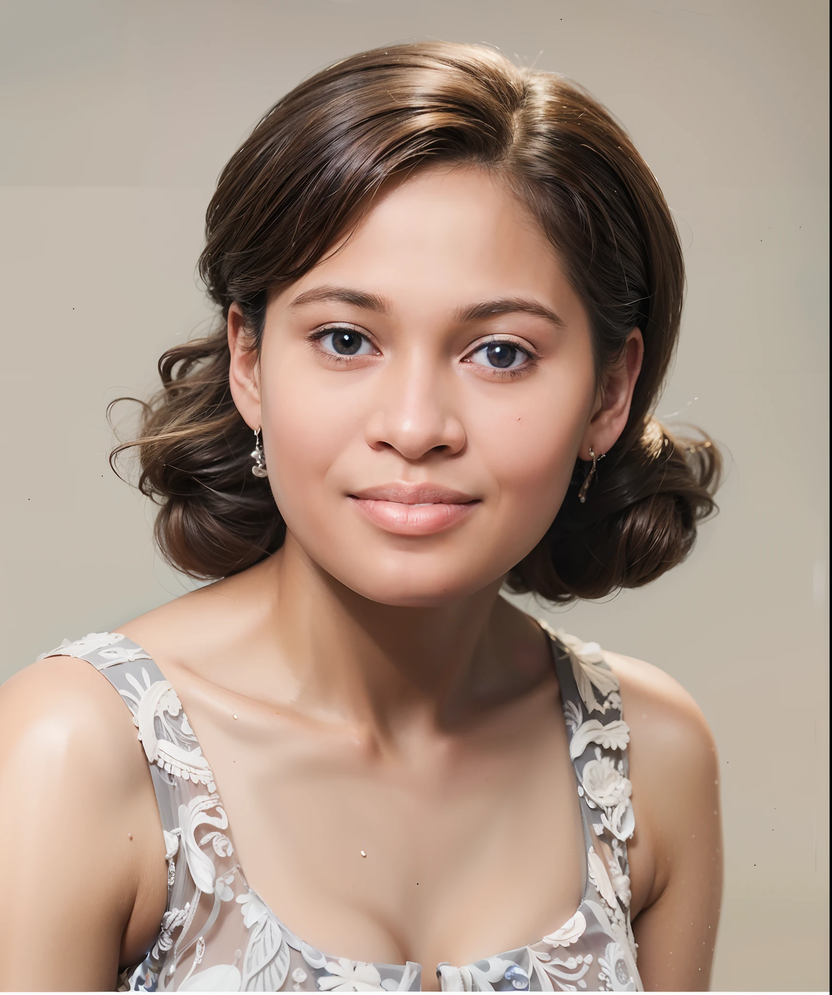 High quality image, masterpiece, detailed hair texture, detailed skin texture, detailed cloth texture, 8k, ultra detailed skin texture, skin pores, portrait of a young woman, wavy hair, studio lighting