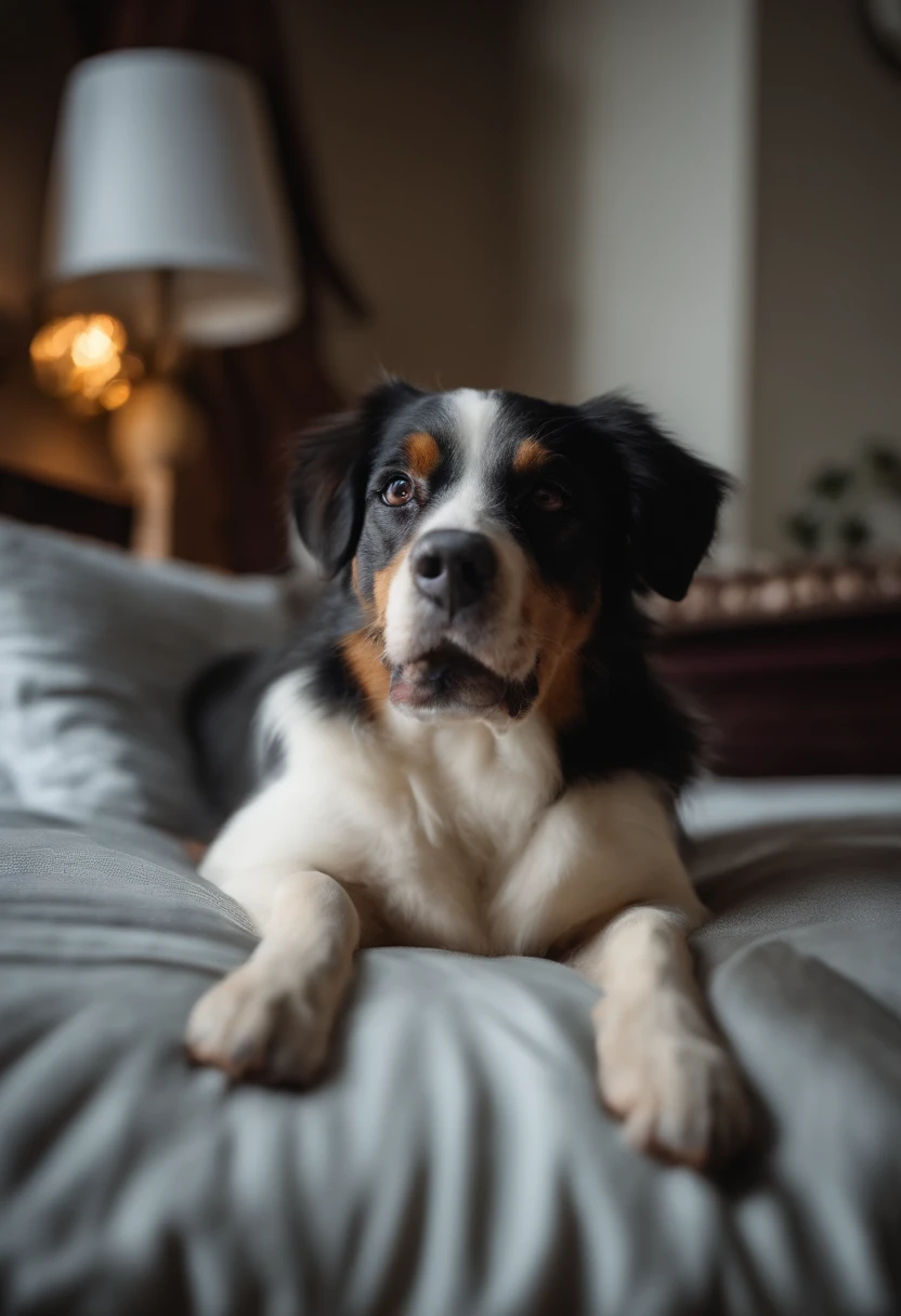 Nackt auf Bett in doggy Stile Gesicht zur Kamera gedreht