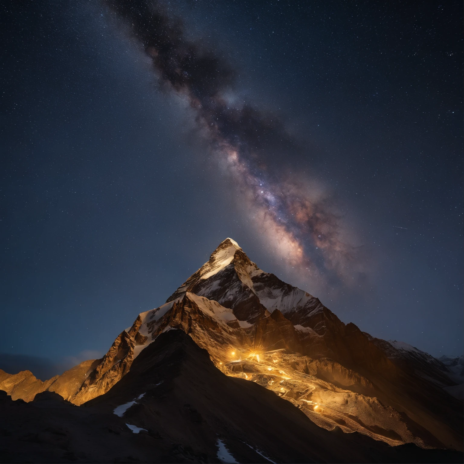 Master Parts、Superior Quality、superior image quality、The 8k quality、Beautiful pictures of the starry sky、magnifica、Arched Milky Way:1.9、Mount Everest