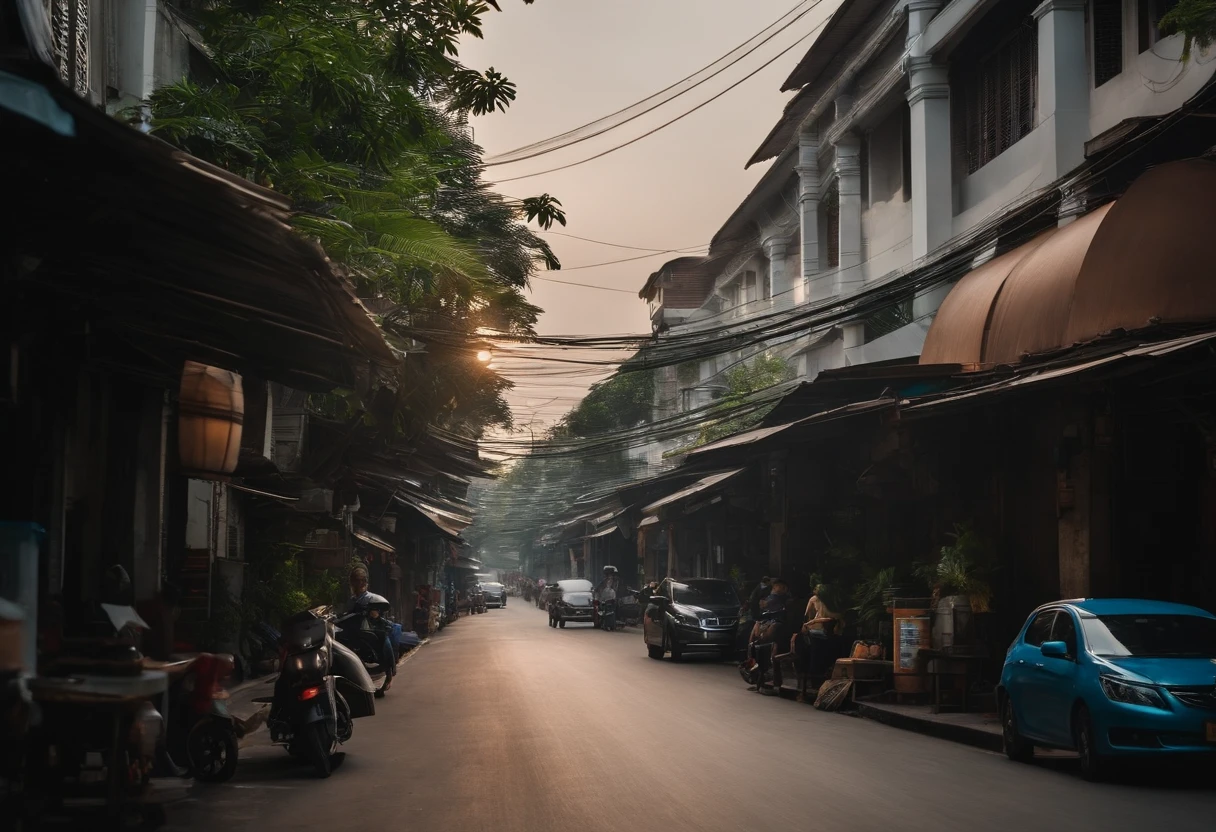 Wide alleys in Bangkok, morning