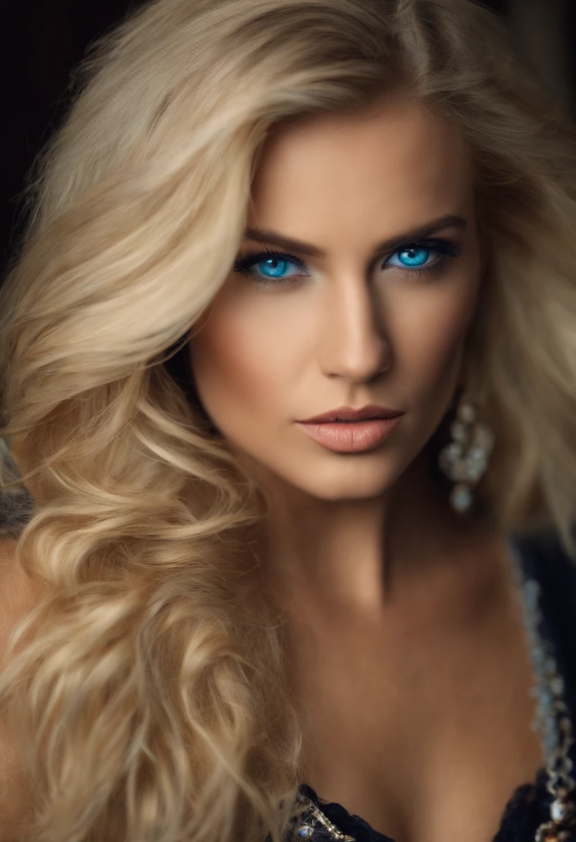 Woman blonde hair blue eyes Anne Marie,bad girl attitude