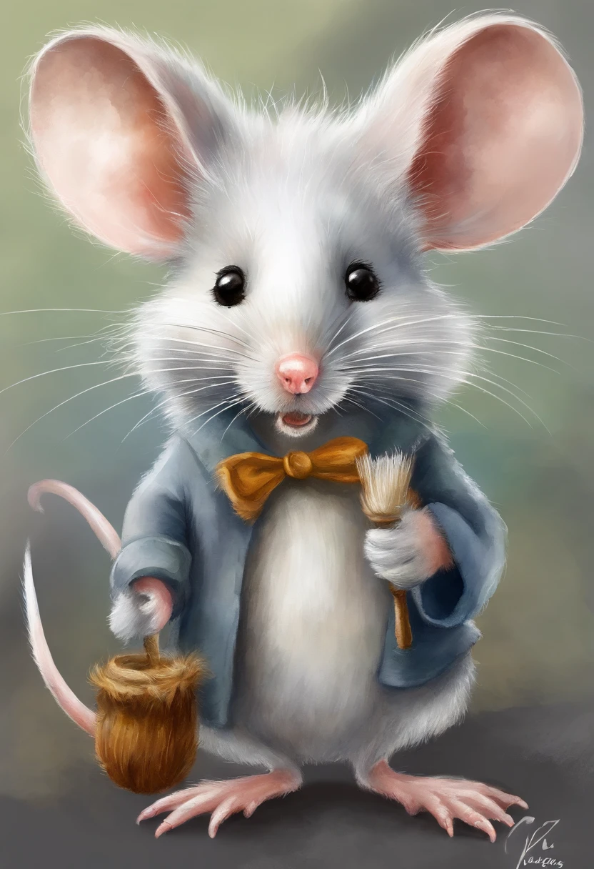 Mouse,Adolable,Shaggy,Caricature,White Hair。