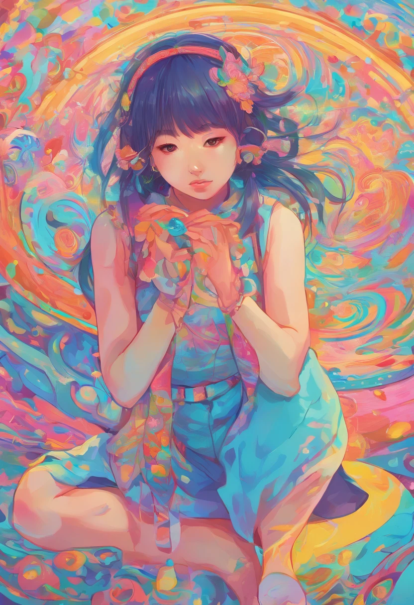 Alafed Asian girl crouching sleeveless in light blue on the ground,sweat-drenched sleeveless, Real life girls, Cute Girl, Beautie, neat hair with bangs, chiho, sakimichan, a hyperrealistic schoolgirl, cute kawaii girl