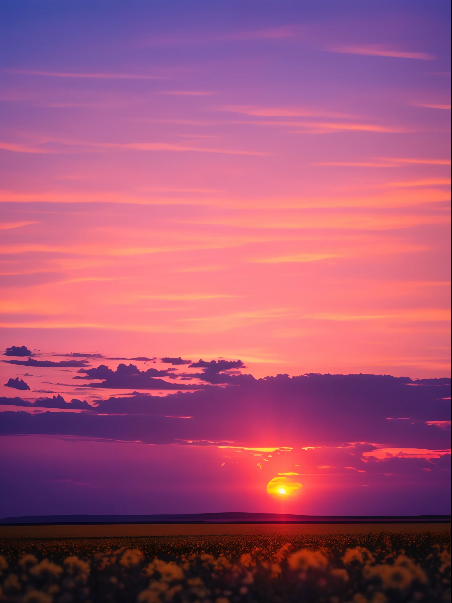 Sunset, evening glow, distant view, realistic, rich colors, gorgeous and colorful, wide-angle lens, shooting in the evening, positive film, naturalistic style, high-definition filming.