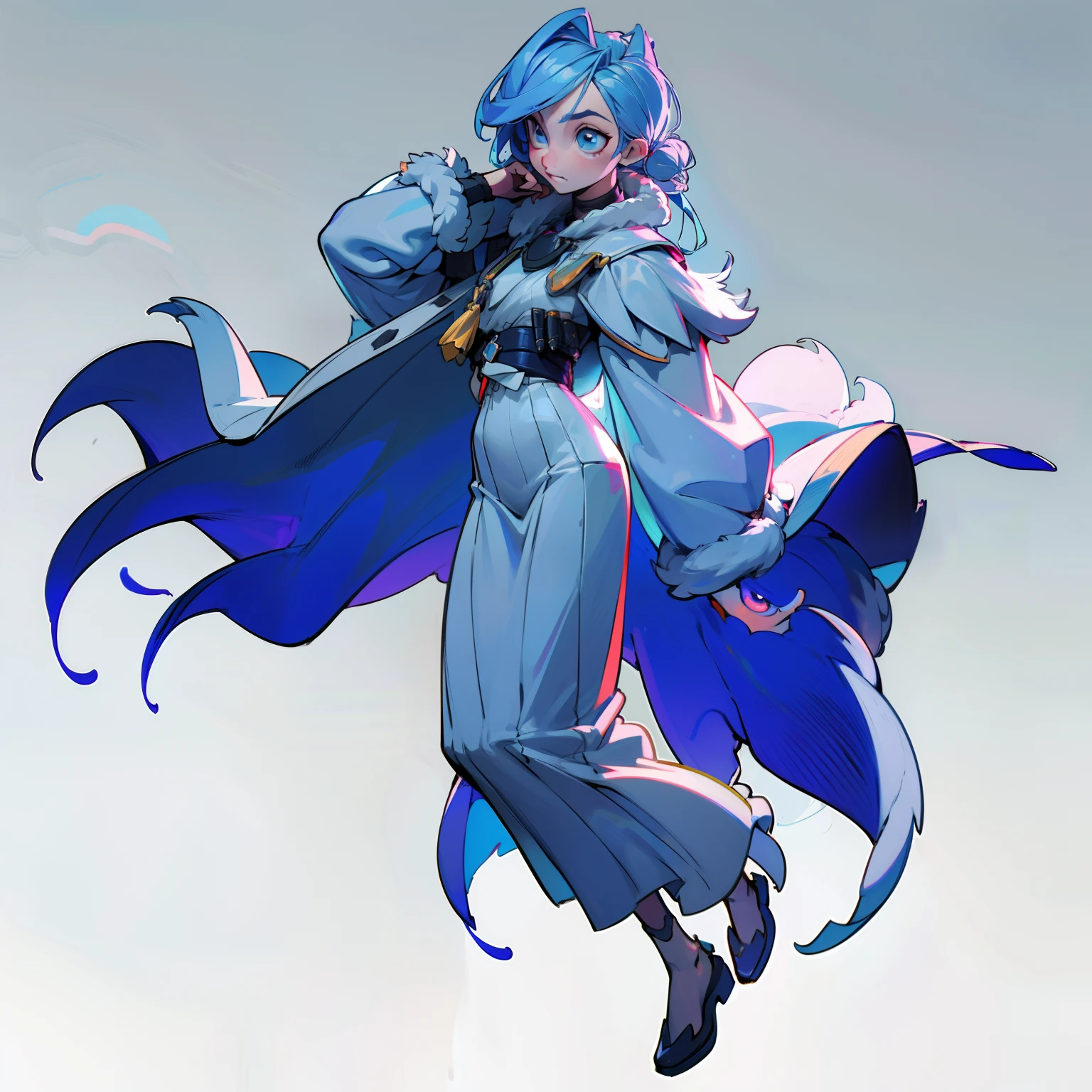 masutepiece, Best Quality, 4K, 超A high resolution, ultra-detailliert, High resolution, Ultra HD, sophisticated details, Backlight, ((Full body shot)), ((No background)), ((White background)), Arctic Sheriff, wolf fur, blue eyes,
