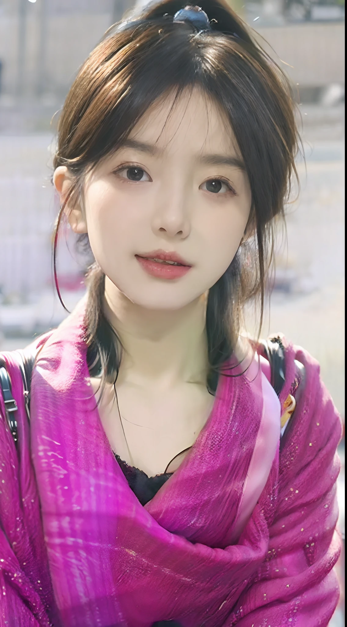 (8k, RAW photo, photorealistic:1.25) ,( lip gloss, eyelashes, glossy finish, glossy skin, best quality, super high resolution, depth of field, chromatic aberration, caustics, wide light, natural shadow, Kpop idol) look with serenity and goddess-like bliss to the spectators,
