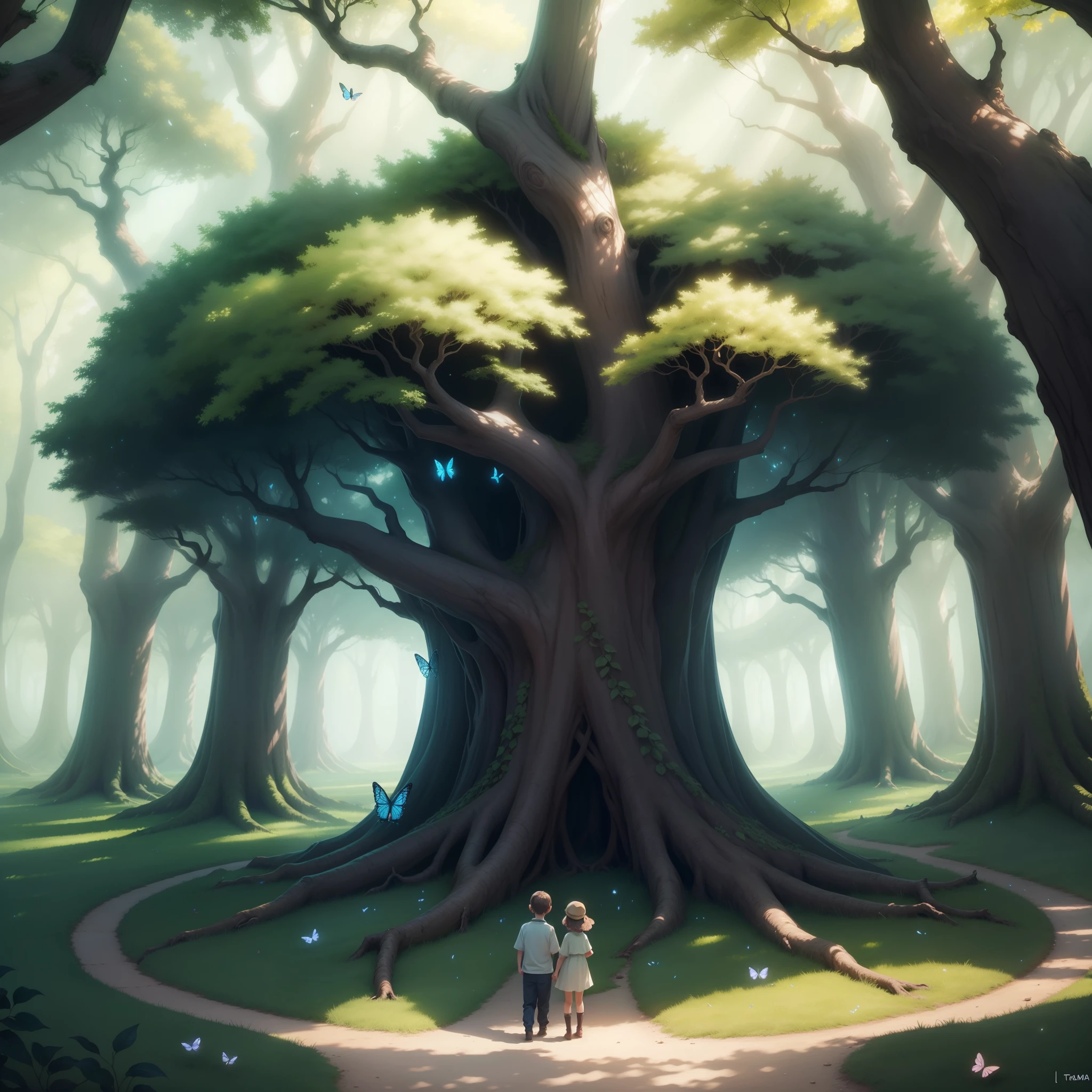 The atmosphere of the Enchanted Grove will be painted with words, destacando as cores vibrantes, The magical sounds and the first encounters with enchanted creatures, like butterflies that emitted twinkling lights and birds that sang mesmerizing melodies.
O Bosque Encantado era um lugar repleto de cores vibrantes, trees that seemed to have a life of their own and magical creatures that played among the bushes. The two children, Lila and Tom were amazed by the transformation and the new world that unfolded before them.