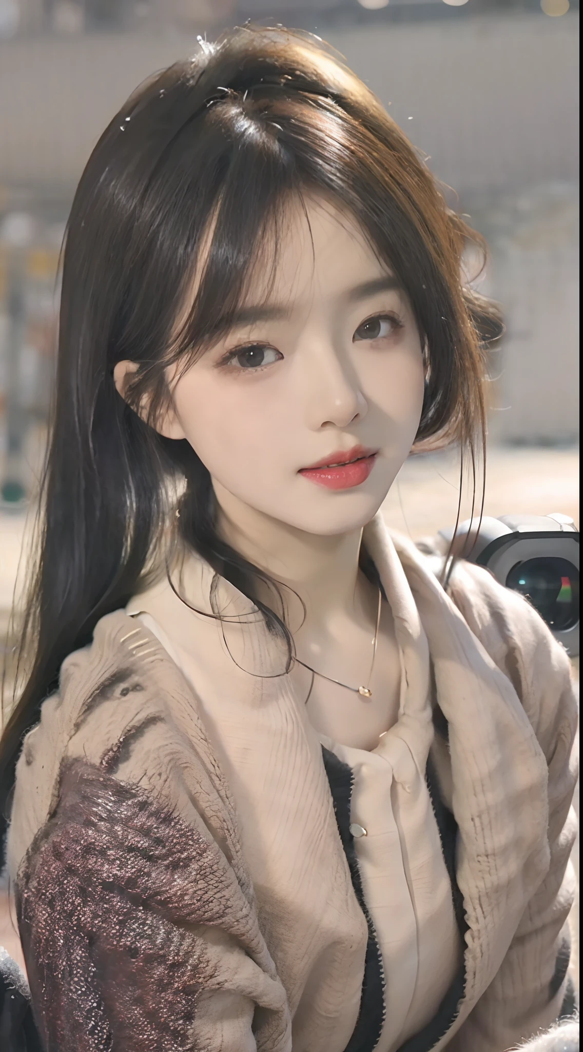 (8k, RAW photo, photorealistic:1.25) ,( lip gloss, eyelashes, glossy finish, glossy skin, best quality, super high resolution, depth of field, chromatic aberration, caustics, wide light, natural shadow, Kpop idol) look with serenity and goddess-like bliss to the spectators,