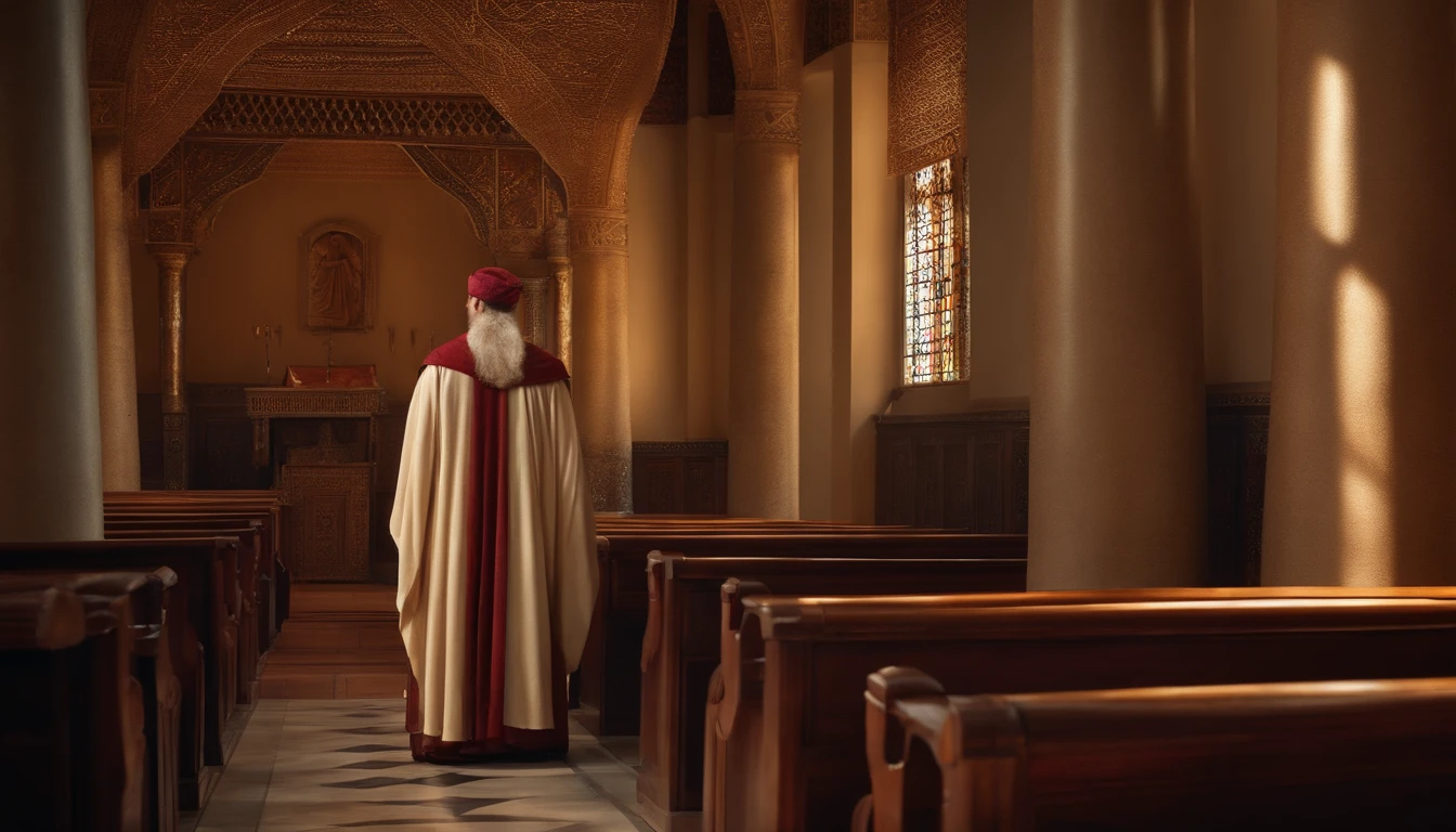 The Apostle Paul in the Synagogue, long clothes, Religion, Ultra realistic photo