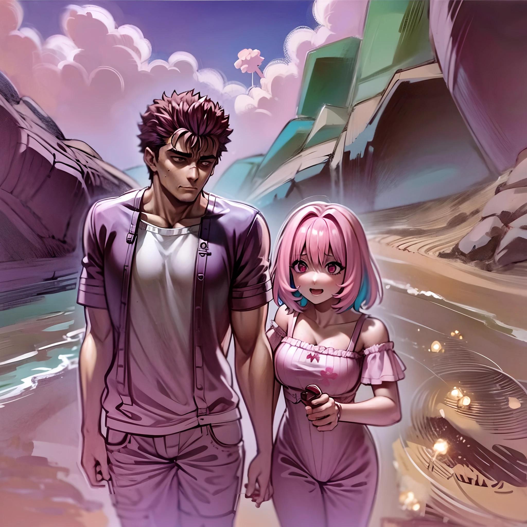 riamu yumemi,guts,couple,husband and wife,riamu motherly,mother and son, family children, playng in beach