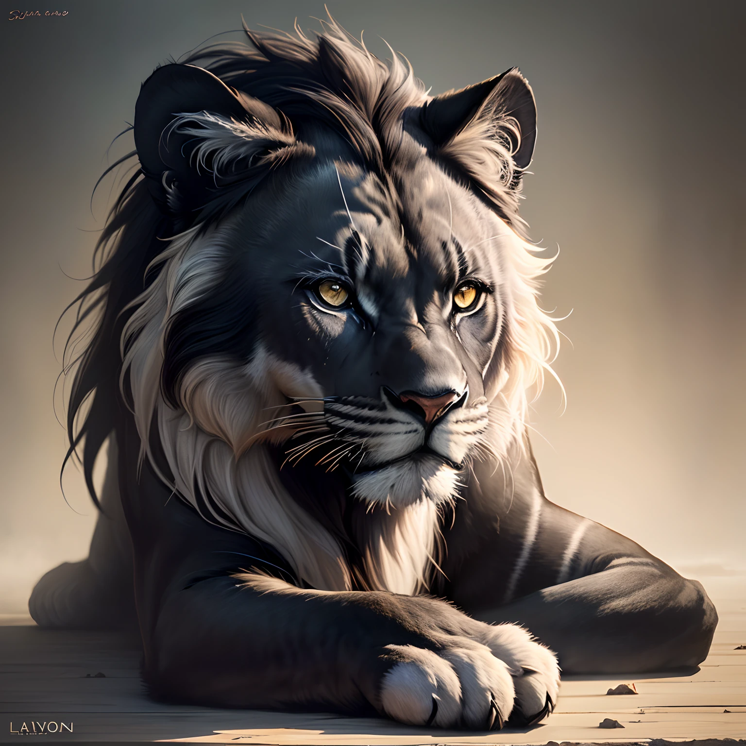 Realistic black lion