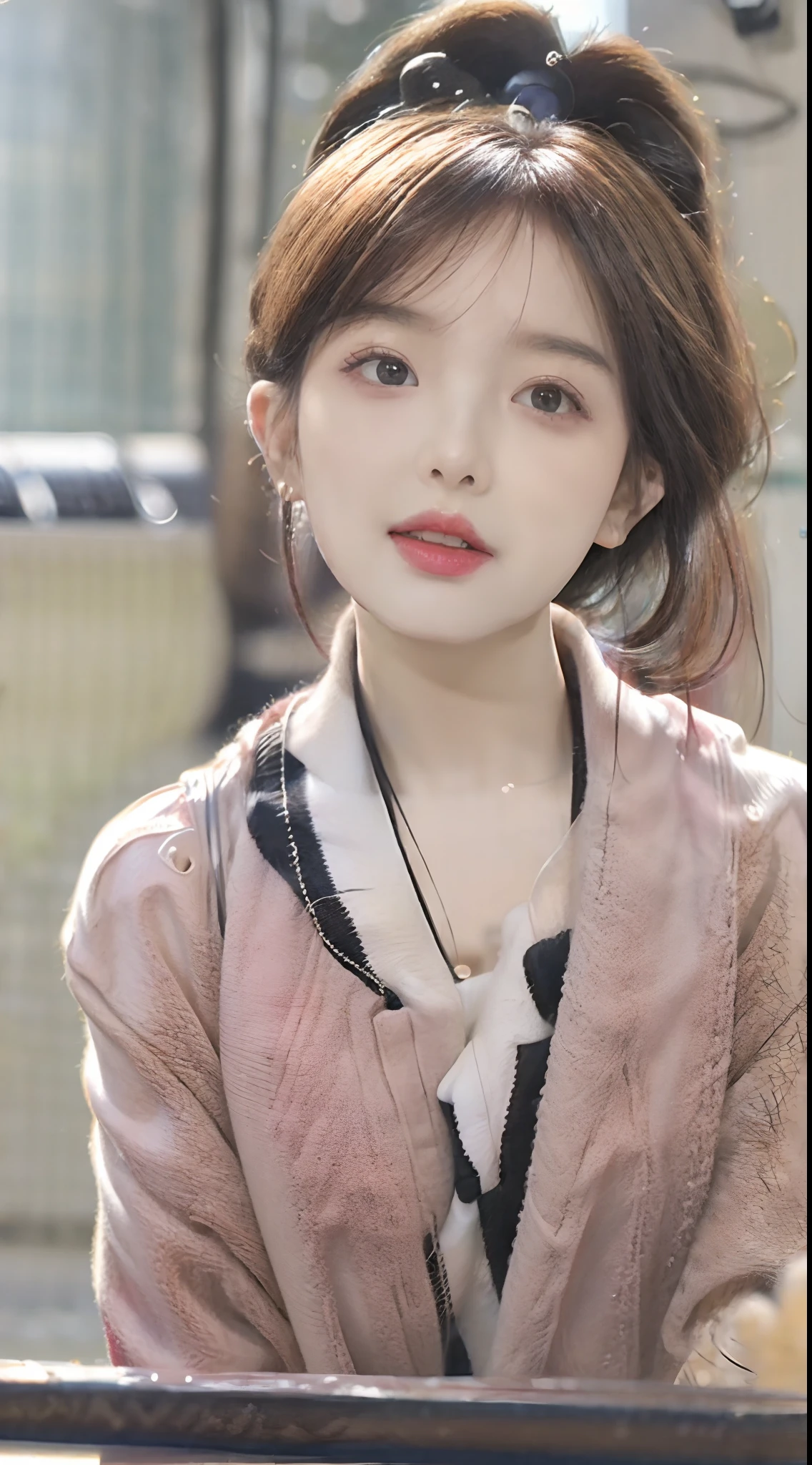 (8k, RAW photo, photorealistic:1.25) ,( lip gloss, eyelashes, glossy finish, glossy skin, best quality, super high resolution, depth of field, chromatic aberration, caustics, wide light, natural shadow, Kpop idol) look with serenity and goddess-like bliss to the spectators,