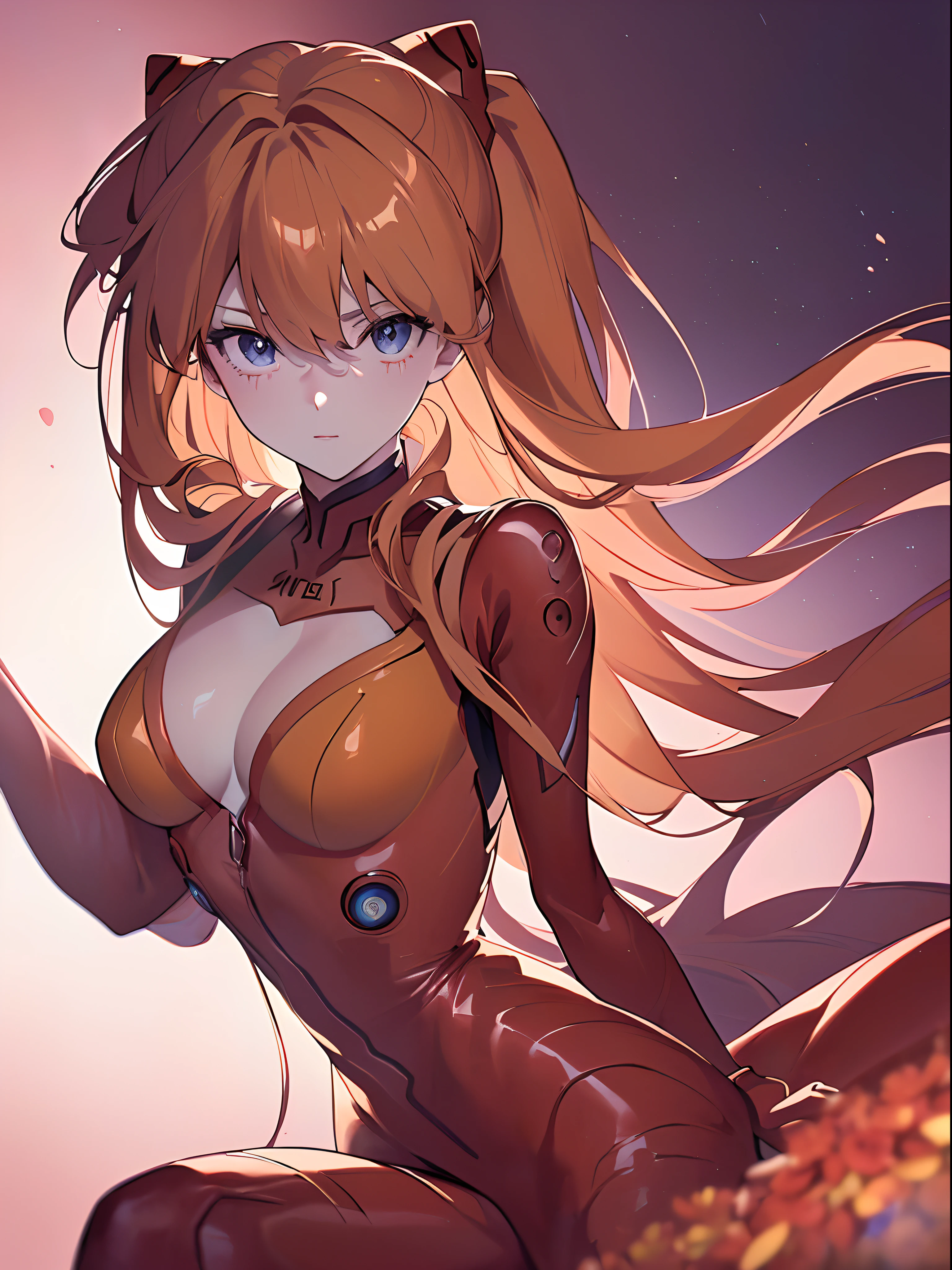 ((souryuu asuka langley,bodysuit,red plugsuit1.2,Blonde,high ponytail)),(Glowing eyes:1.233), diffuse reflection, high-profile, majestic,(Tsundere,very blushing face,)(Beautiful and detailed eyes:1.3),1girl,Solo,(Masterpiece,Best quality, offcial art,Target the audience, Beautiful and aesthetic:1.2),(超高分辨率,Golden ratio, (4K), (looking from above),((multiple colours flower bouquet,)),Floating, (photon maping, Radio City, Physically-based rendering,automatic white balance),Amazing,Sharp focus,Rich background, (((high detailed skin,)))Dynamic lighting,Intricately detailed clothing,Watery eyes,(masterpiece sidelighting),(a beauty girl,The sheen),[[Delicate fingers and hands:0.55]::0.85],(Detail fingers),((((BREAK,Design an image with a fisheye lens effect, capturing a wide field of view with a distinctive, curved perspective.BREAK,)))Superior photographic quality,((extremely_Detailed_Eyes_and_face)),(Disheveled hair),Movie girl,