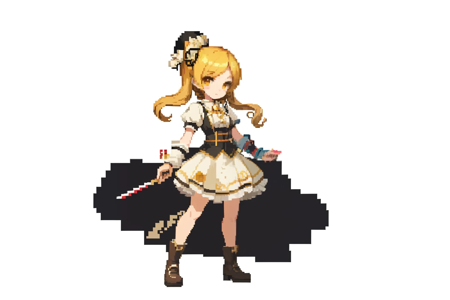 (masterpiece, top quality, best quality), 1 girl, pixel, mami tomoe, pixel art