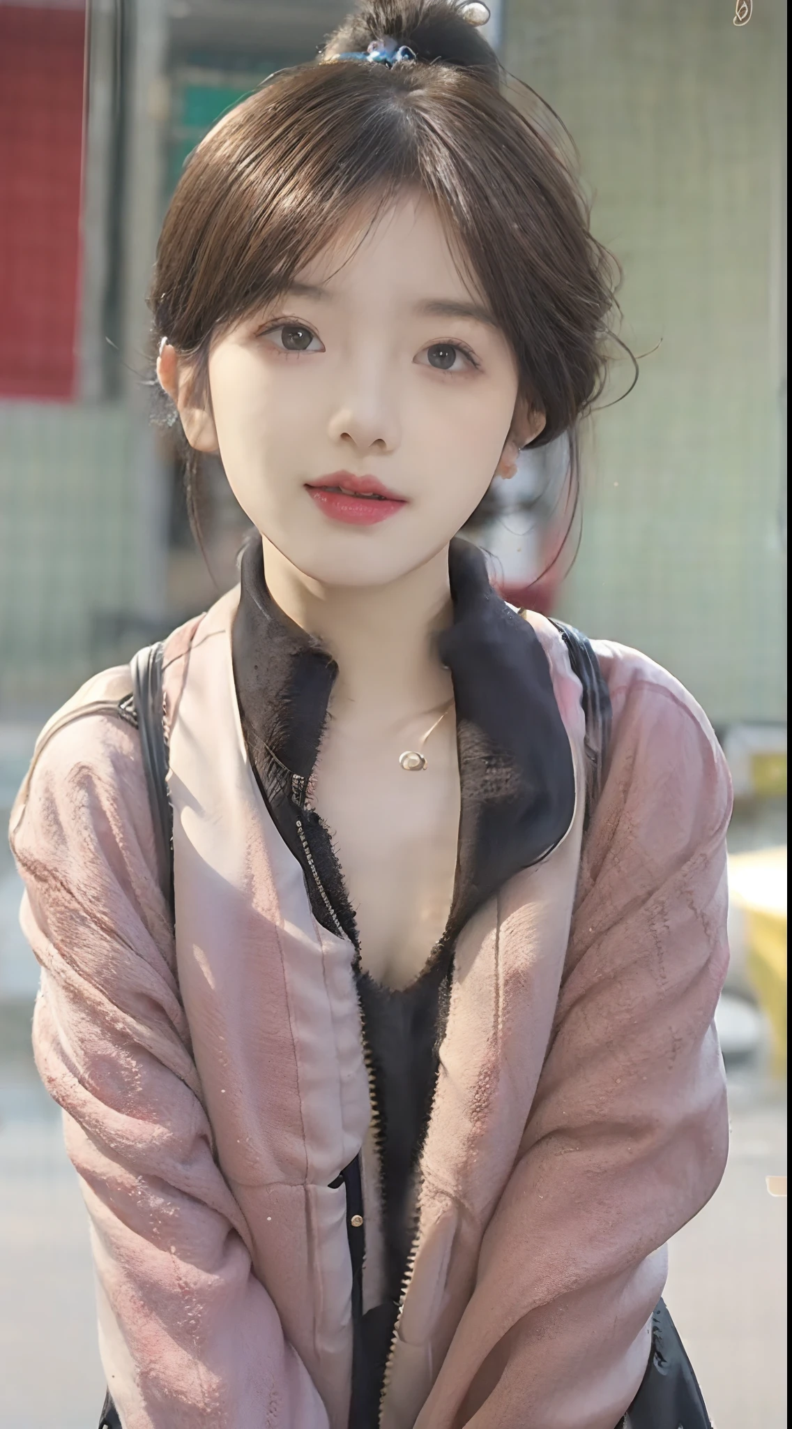 (8k, RAW photo, photorealistic:1.25) ,( lip gloss, eyelashes, glossy finish, glossy skin, best quality, super high resolution, depth of field, chromatic aberration, caustics, wide light, natural shadow, Kpop idol) look with serenity and goddess-like bliss to the spectators,