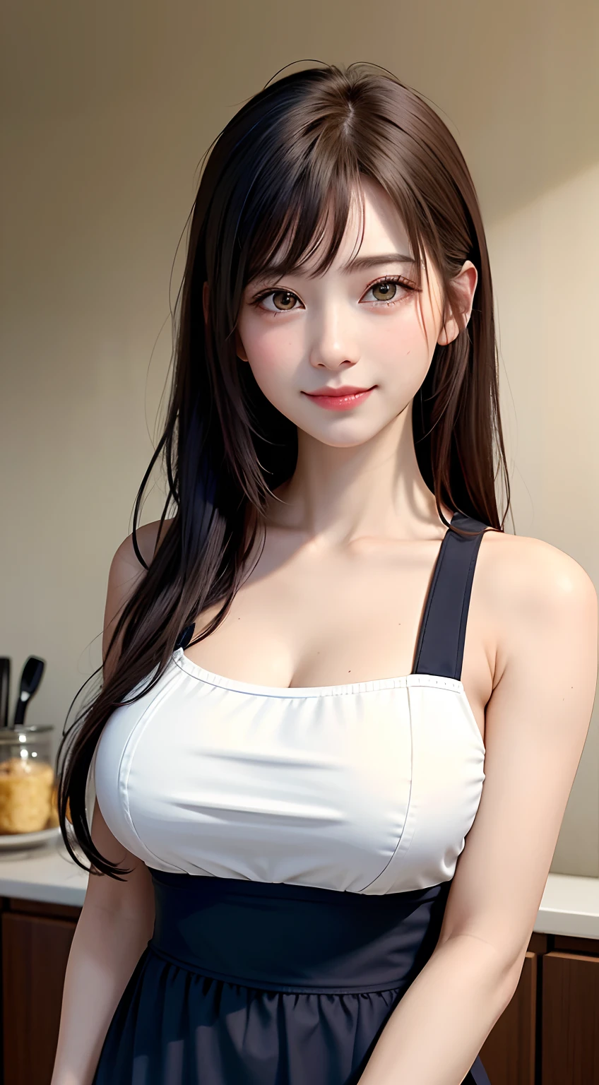Woman who cooks、(kitchin_aprons:1.Wear 3)、pretty hand、4K、A high resolution、tmasterpiece、People of the highest quality、Wear cap:1.3、((Hasselblad photograp))、Thin skin、foco nítido、(lighting like a movie)、Soft lighting、Ungle dinámico、[:(Detal Face:1.2):0.2]、Bigchest、A lot of moisture spills from the skin:1.2、(((in a kitchen))) adorable smile　Viewer's POV　Colossal tits　tying  hair　Sleeveless　Stretch your upper arms　Shoulder extension　cleaning　big kitchen　Beautiful kitchen　wineglass　posterior view　Behind　lomo　Lift and tie your hair, confront ,  Her face, White liquid on the face Huge breasts
