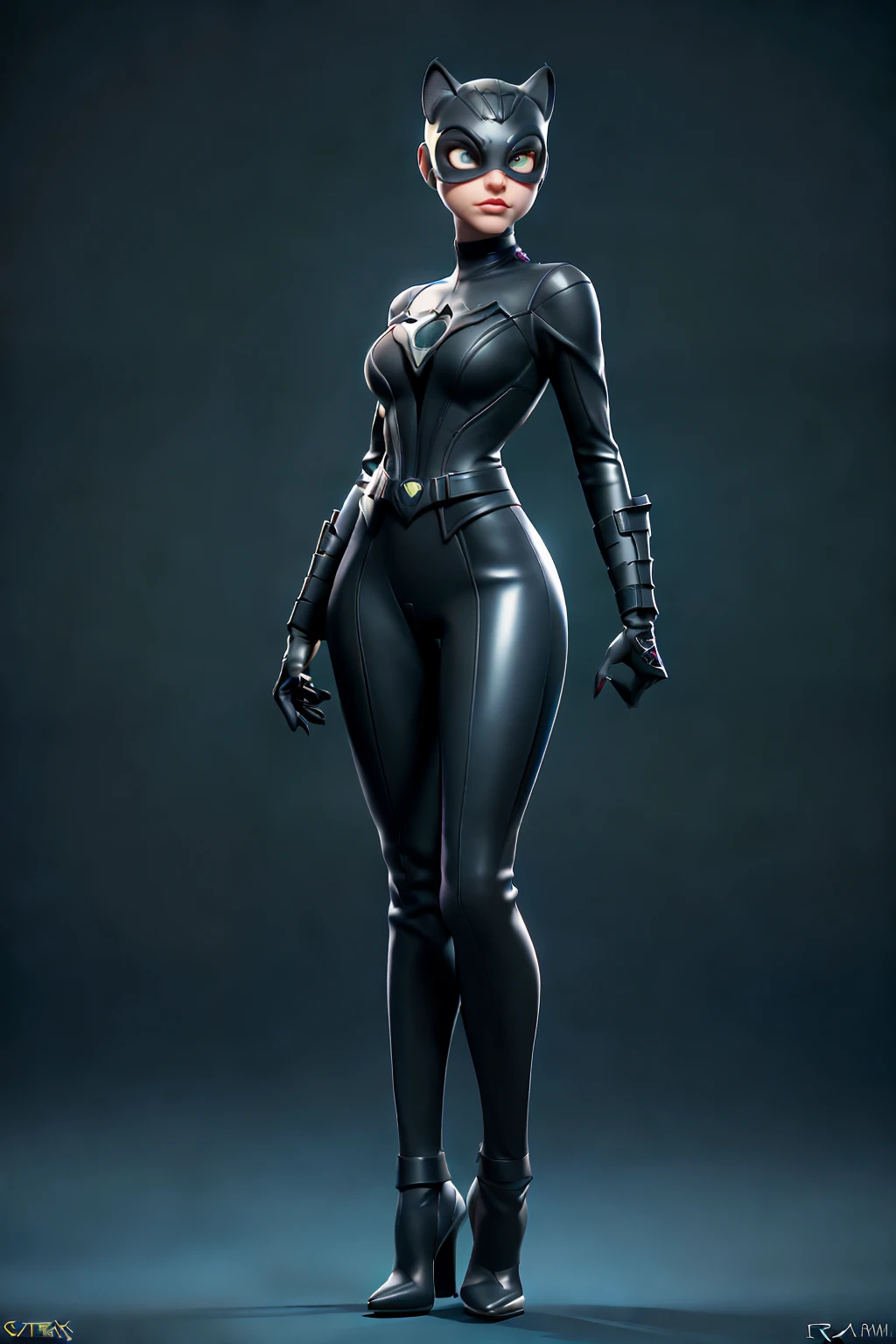Background Gotham City, Batman Catwoman in black suit standing in the middle of the city, Highly detailed artgerm, catwoman, catwoman, Style ArtGerm, wojtek fus, cgsociety - w 1 0 2 4 - n 8 - i, ig model | Art Germ, ( (The real thing is lying: 1.2), (realistic detail), (masutepiece: 1.2), (of the highest quality), (Hyper-detailing), (8K, 4K, with an intricate), (Full body shot: 1), (85 mm), (Particle Light, Lighting, High Definition: 1.2), (Detail Face: 1.2), Big eyes, Beautiful woman like a goddess, Perfect face with makeup (Perfect Lighting, 1girl in, DC Superhero Movies, Catwoman in Batman, catgirl, Brunette hair, (Catwoman Serena Kyle), short detailed hair, Serious expression, tight leather dress, Sexy Set, (Openwork dresses), high-heels, thin waist, thick heels, heels, skinny waist and thick hips, Long legs, Colossal tits, (Glossy skin), Glossy skin, windblown, White aura, green pupils, Gravel background, Broken ground, Full moon in downtown Gotham, (Fine skin: 1.3), Cinematic Light, edge light, Very high conversion rate, Best Shadows, subtle, Octane Render, Unreal Engine, Stroll through the skyscrapers of Gotham City, Fighting stance, Full body,