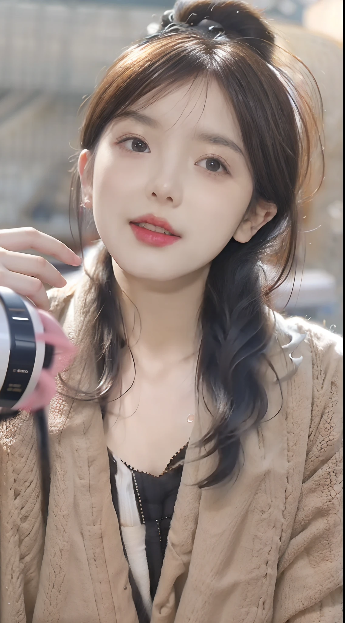 (8k, RAW photo, photorealistic:1.25) ,( lip gloss, eyelashes, glossy finish, glossy skin, best quality, super high resolution, depth of field, chromatic aberration, caustics, wide light, natural shadow, Kpop idol) look with serenity and goddess-like bliss to the spectators,