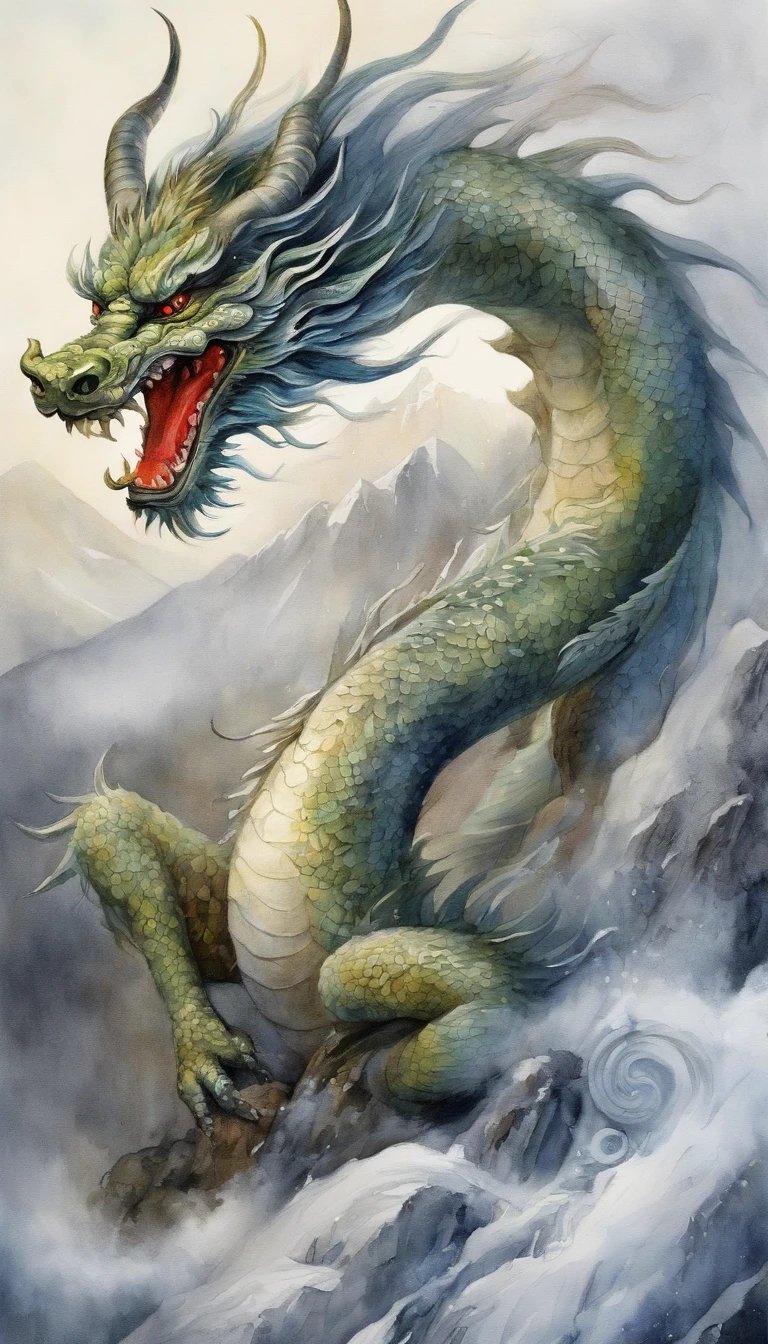 "The majestic Chinese dragon stands in the snow-capped city, Unleash an aura of beauty and power."