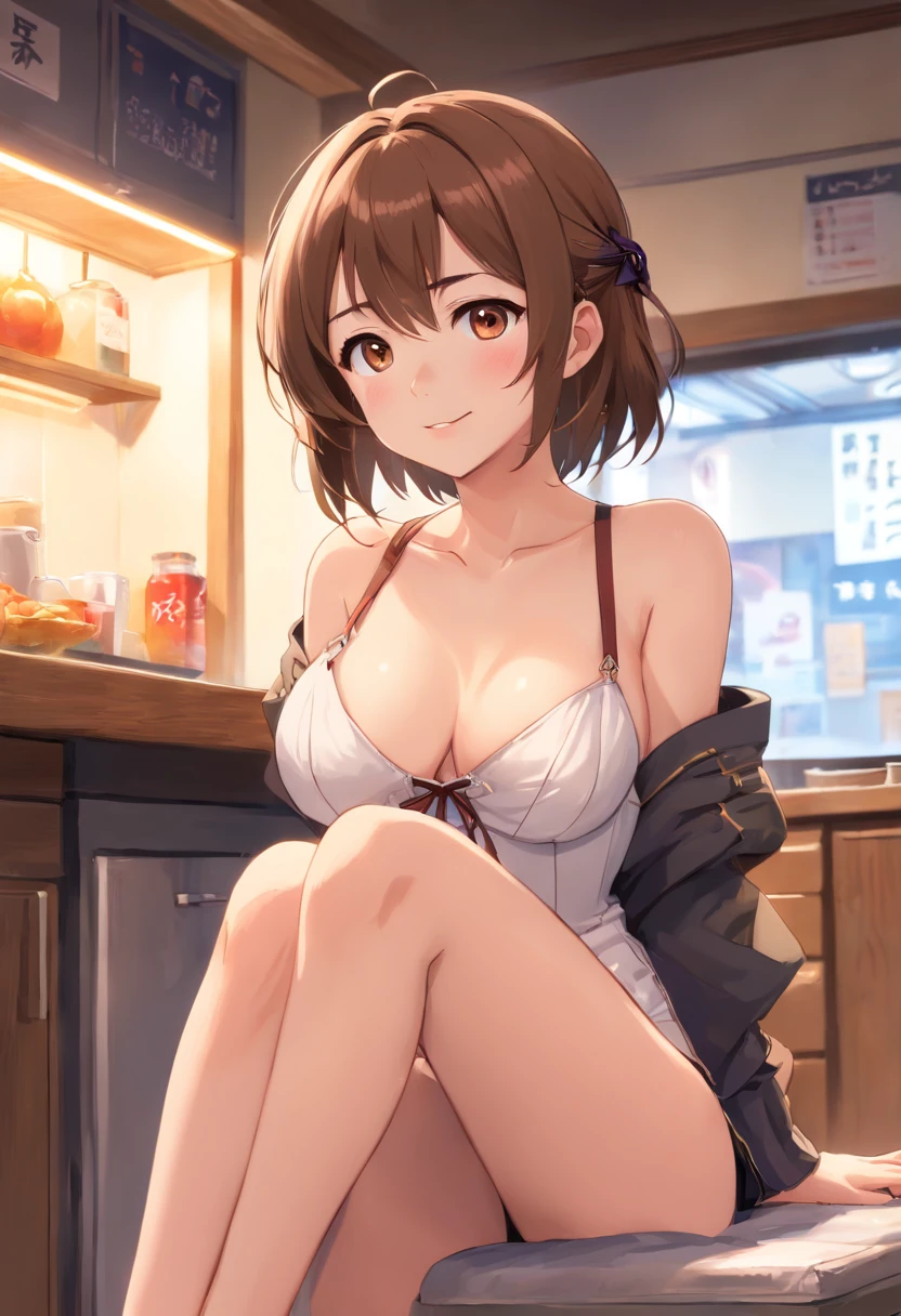 (((NSFW)))、(((Spread legs)))、((Detailed、top-quality、8K、masterpiece:1.3))、1girl in、ssmile、(Brown hair:1.2)、beautiful japanese female:1.3、(Casual Hairstyles、Small breasts:1.2)、in a house、Super Detailed Face、detailedeyes、二重まぶた、(gothic lorita:1.2)、(White Tight Corset:1.2)、cuisine、frombelow、18year old