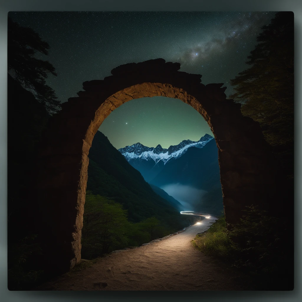 Master Parts、Superior Quality、superior image quality、The 8k quality、Beautiful pictures of the starry sky、magnifica、Arched Milky Way:1.9、Kamikochi、Kappa Bridge