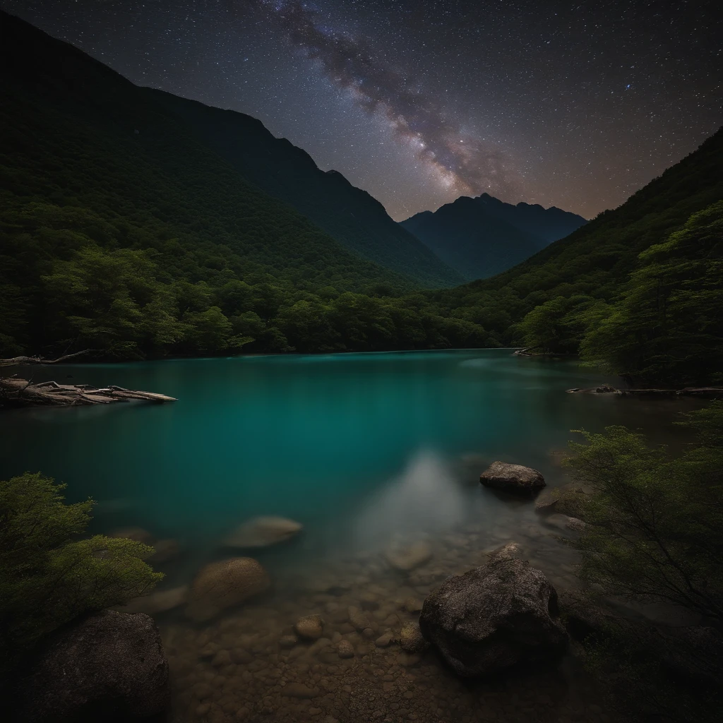Master Parts、Superior Quality、superior image quality、The 8k quality、Beautiful pictures of the starry sky、magnifica、Arched Milky Way:1.9、Kamikochi