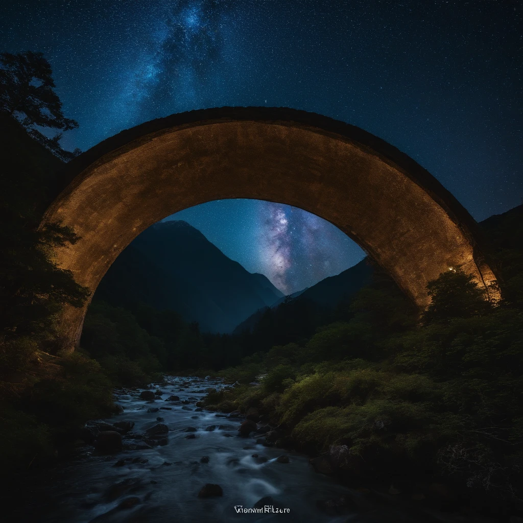 Master Parts、Superior Quality、superior image quality、The 8k quality、Beautiful pictures of the starry sky、magnifica、Arched Milky Way:1.9、Kamikochi