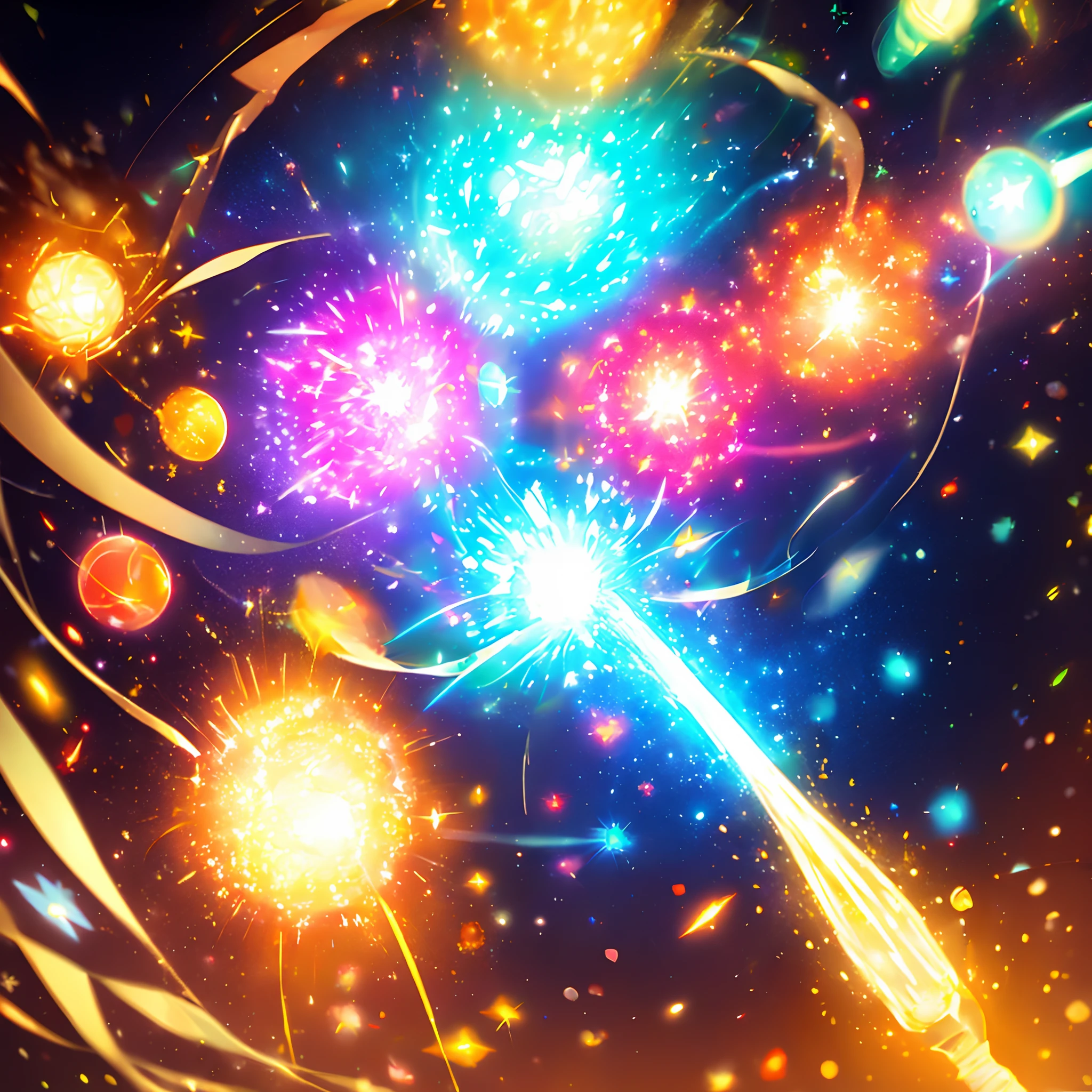 light bulb, explosion of brilliant light bursts from the light bulb, enlightenment, new idea, vivid colours, epic fantasy, joy