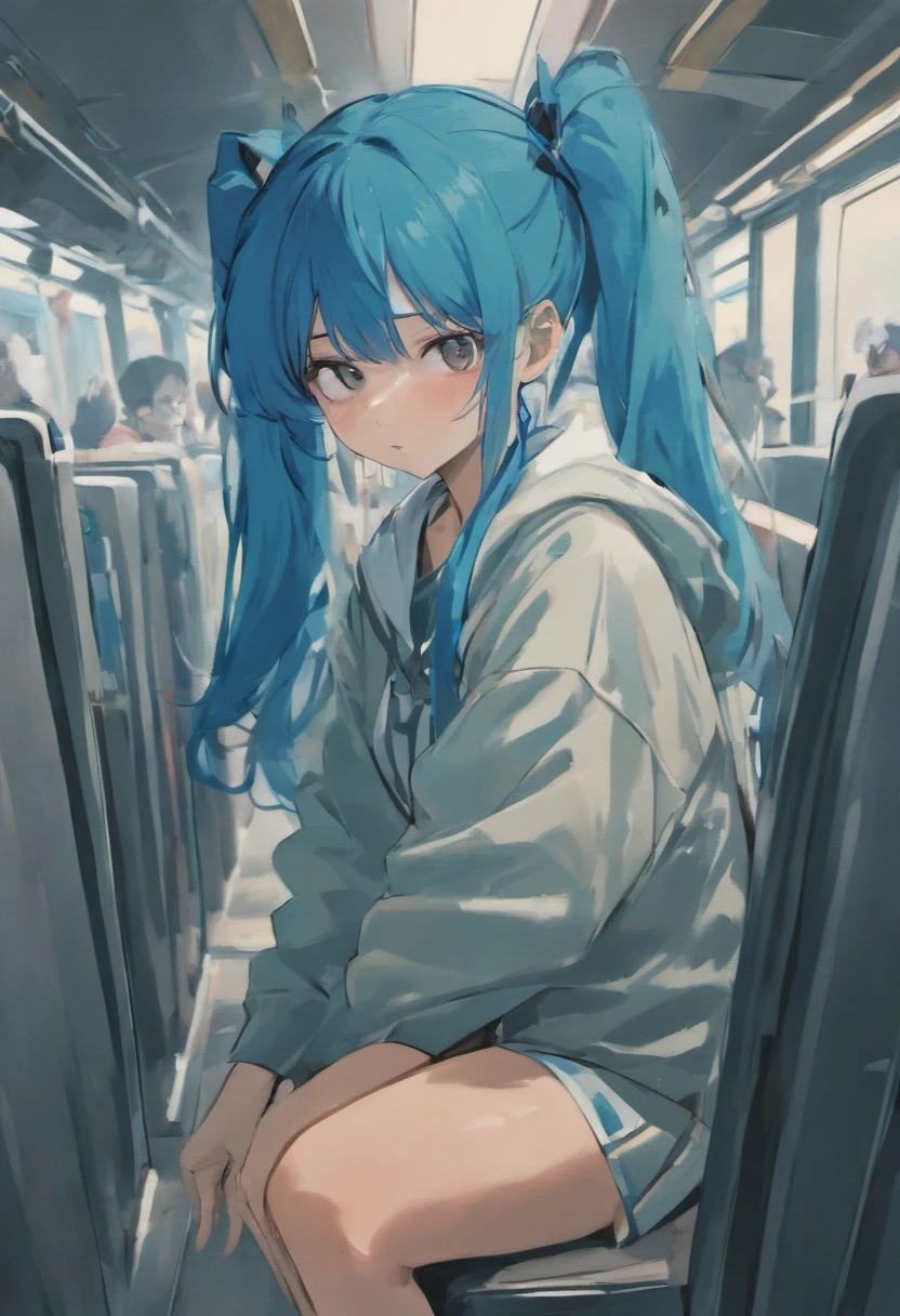 (1boy:1.6),(angry,serious,disgust:1.1),20years old,RAW portrait of (japanese girls),(kkw-ph1,photorealistic:1.2),ultra high res,(bright lighting:1.2),ray tracing,
BREAK
,on train,sitting on seat,(panty shot:1.1),thigh,
BREAK
(natural skin texture,detailed skin, hyperrealism,ultra sharpness),(intricate details),Depth of field,blue hair,long hair,twintail hair