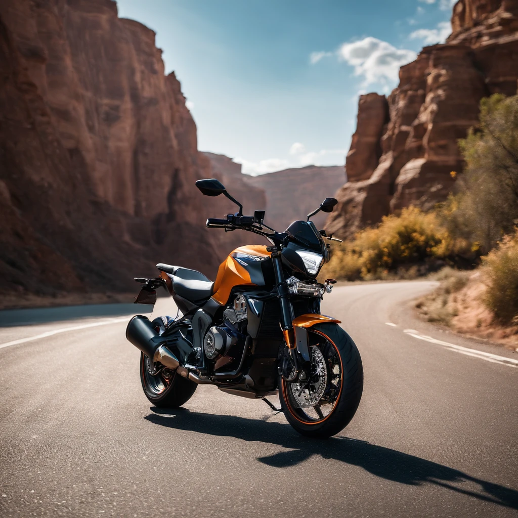 Master Parts、Superior Quality、superior image quality、The 8k quality、Beautiful pictures of the starry sky、magnifica、Arched Milky Way:1.9、Highway motorcycle