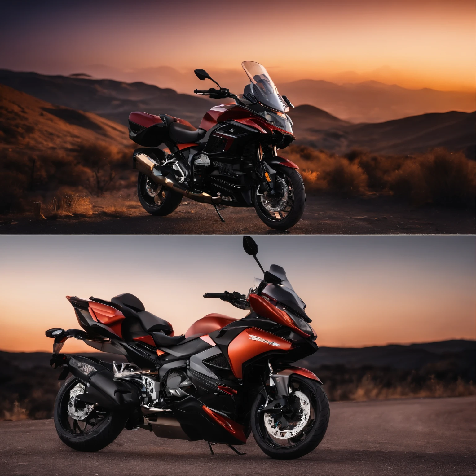 Master Parts、Superior Quality、superior image quality、The 8k quality、Beautiful pictures of the starry sky、magnifica、Arched Milky Way:1.9、Highway motorcycle